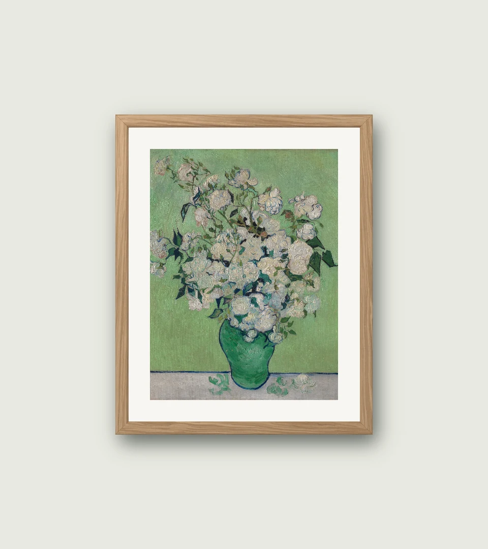 Roses by Vincent van Gogh with light oak