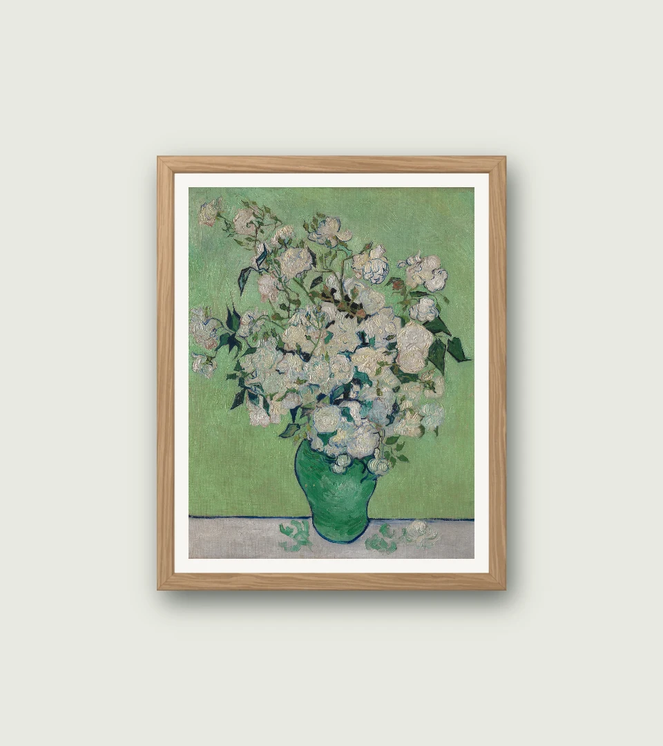 Roses by Vincent van Gogh with narrow mat · 16 mm