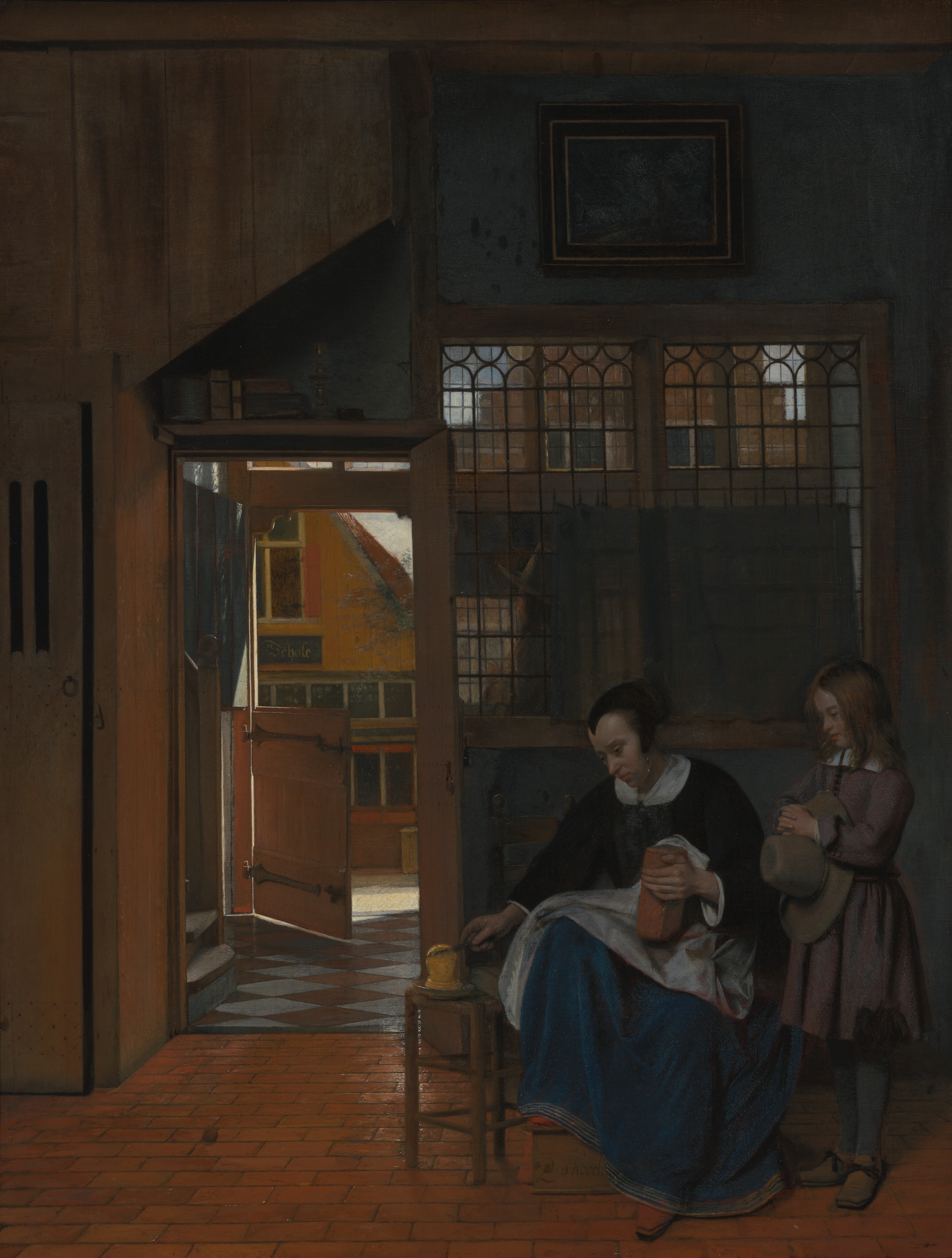 A Woman Preparing Bread and Butter for a Boy by Pieter de Hooch