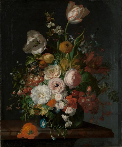 Still Life with Flowers in a Glass Vase by Rachel Ruysch