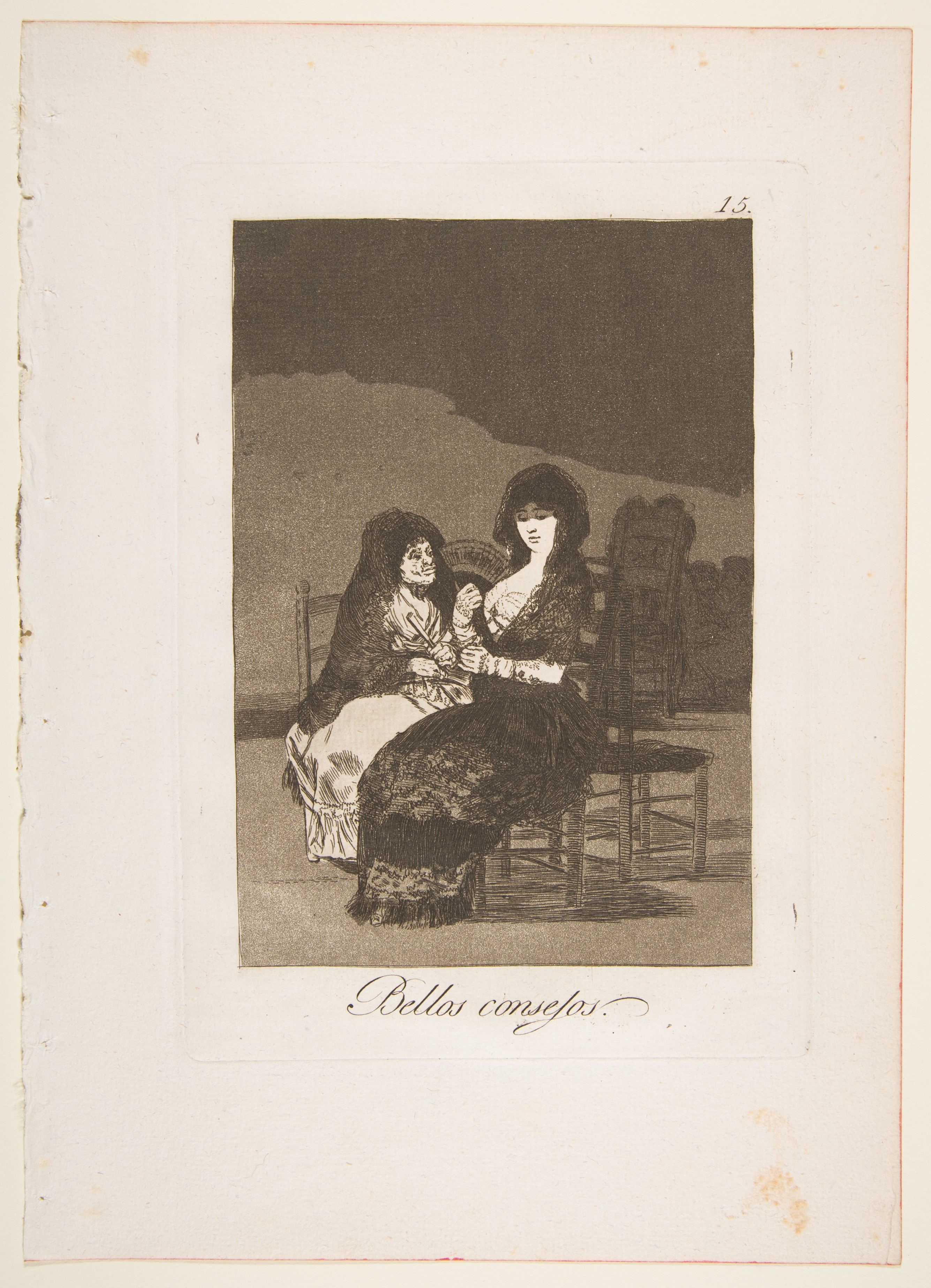 Plate 15 from "Los Caprichos": A pretty piece of advice (Bellos consejos) by Goya (Francisco de Goya y Lucientes)