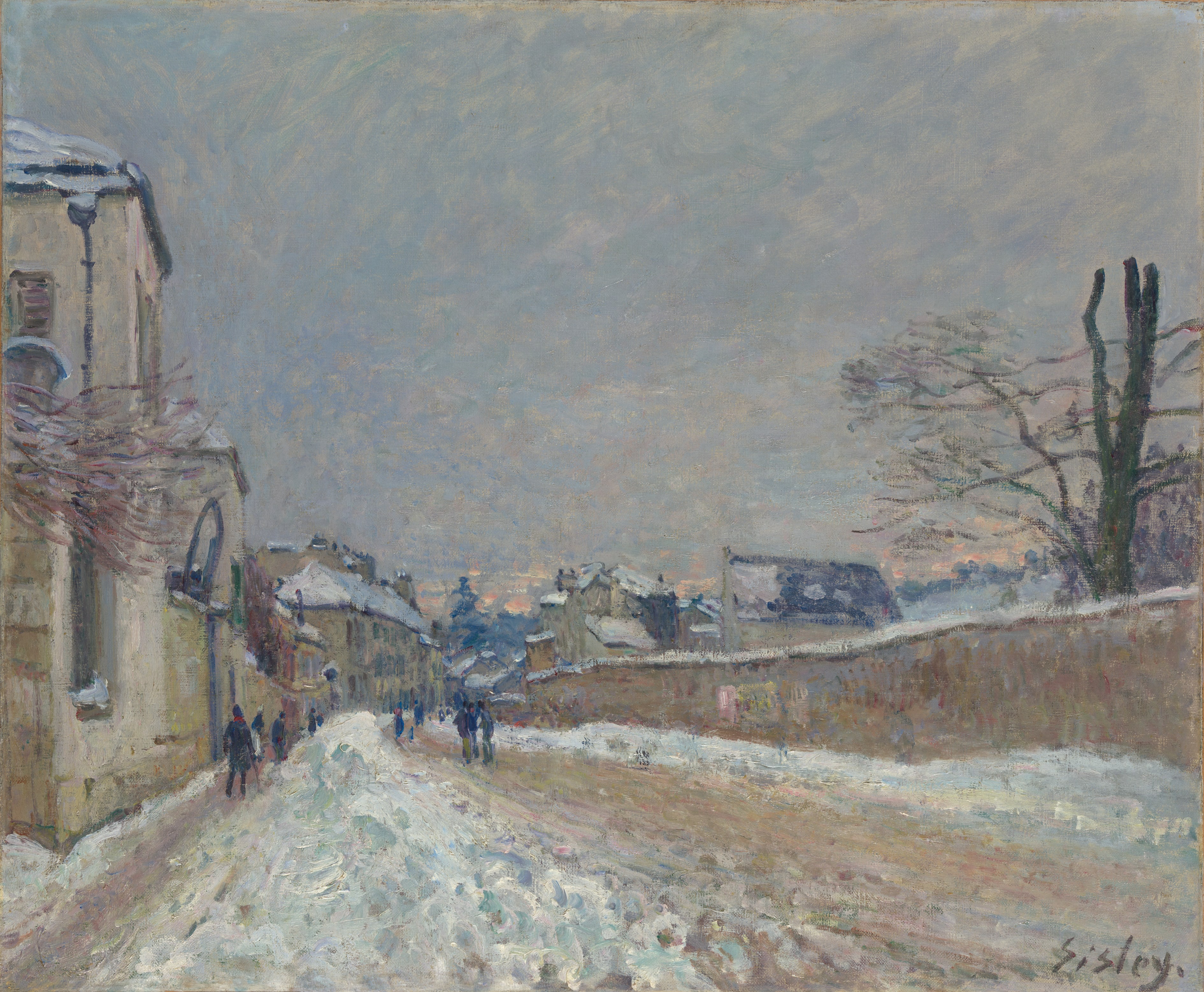 Rue Eugène Moussoir at Moret: Winter by Alfred Sisley