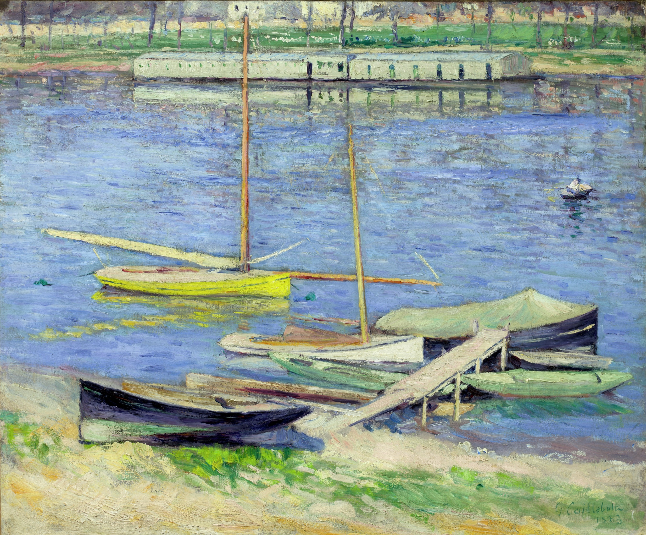 Boats Moored at Argenteuil by Gustave Caillebotte