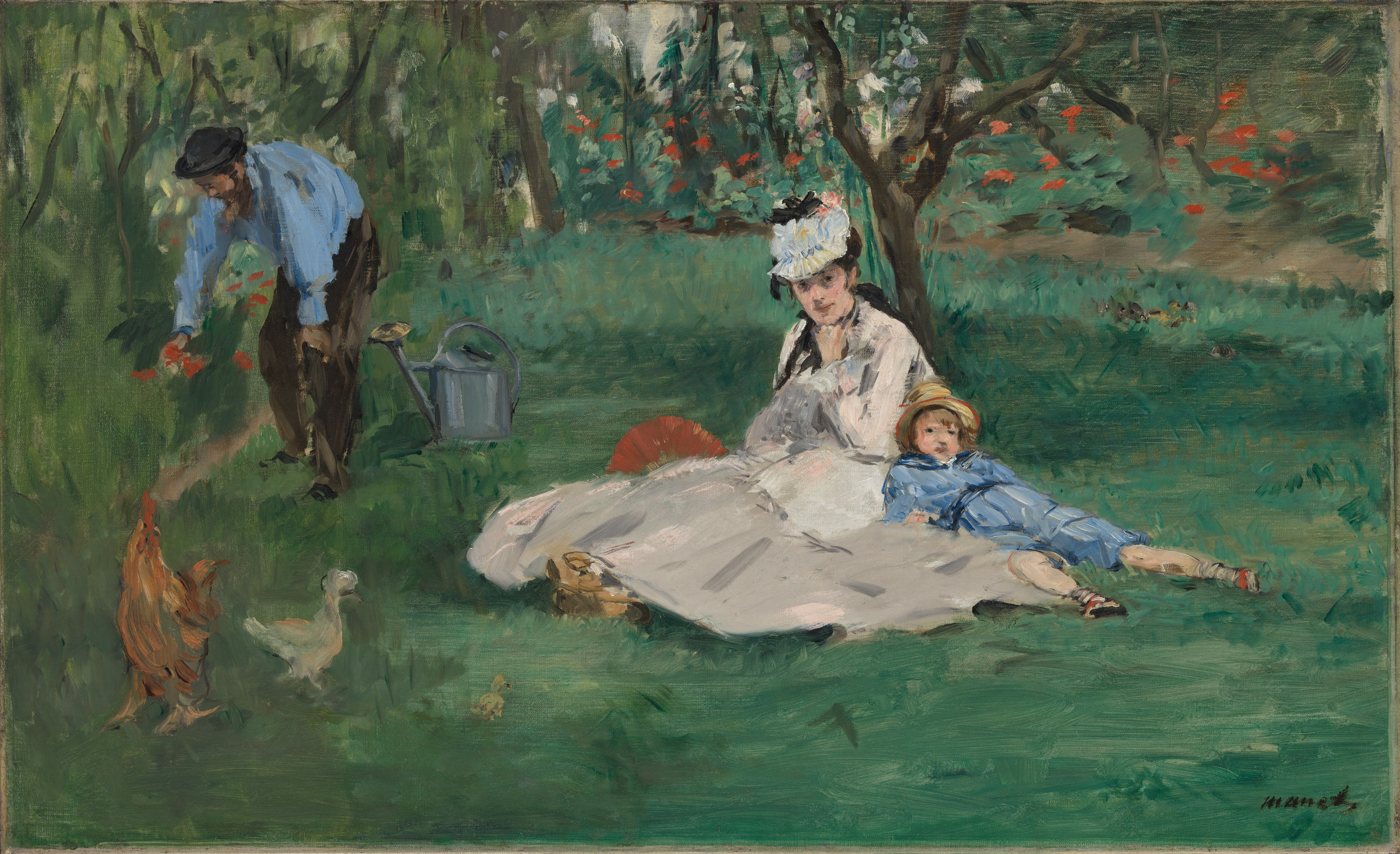 The Monet Family in Their Garden at Argenteuil by Edouard Manet