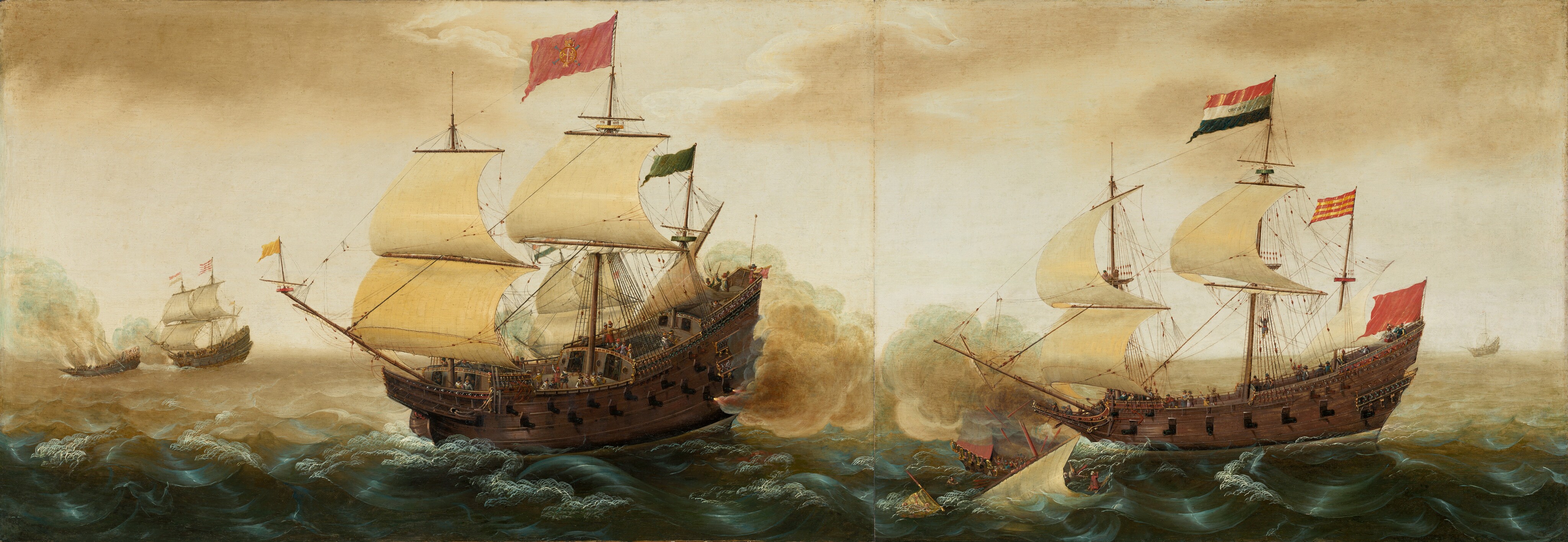 A Naval Encounter between Dutch and Spanish Warships by Cornelis Verbeeck
