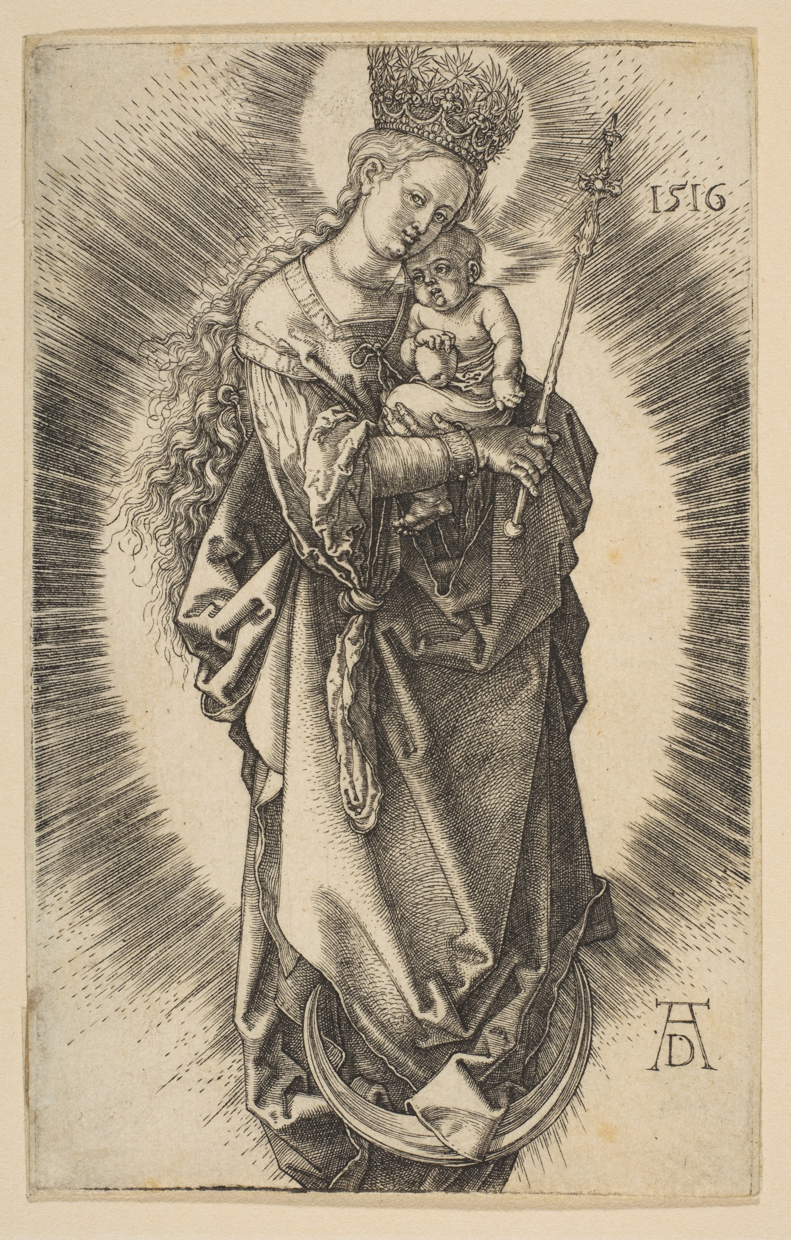 Virgin on the Crescent with Scepter and Starry Crown by Albrecht Dürer