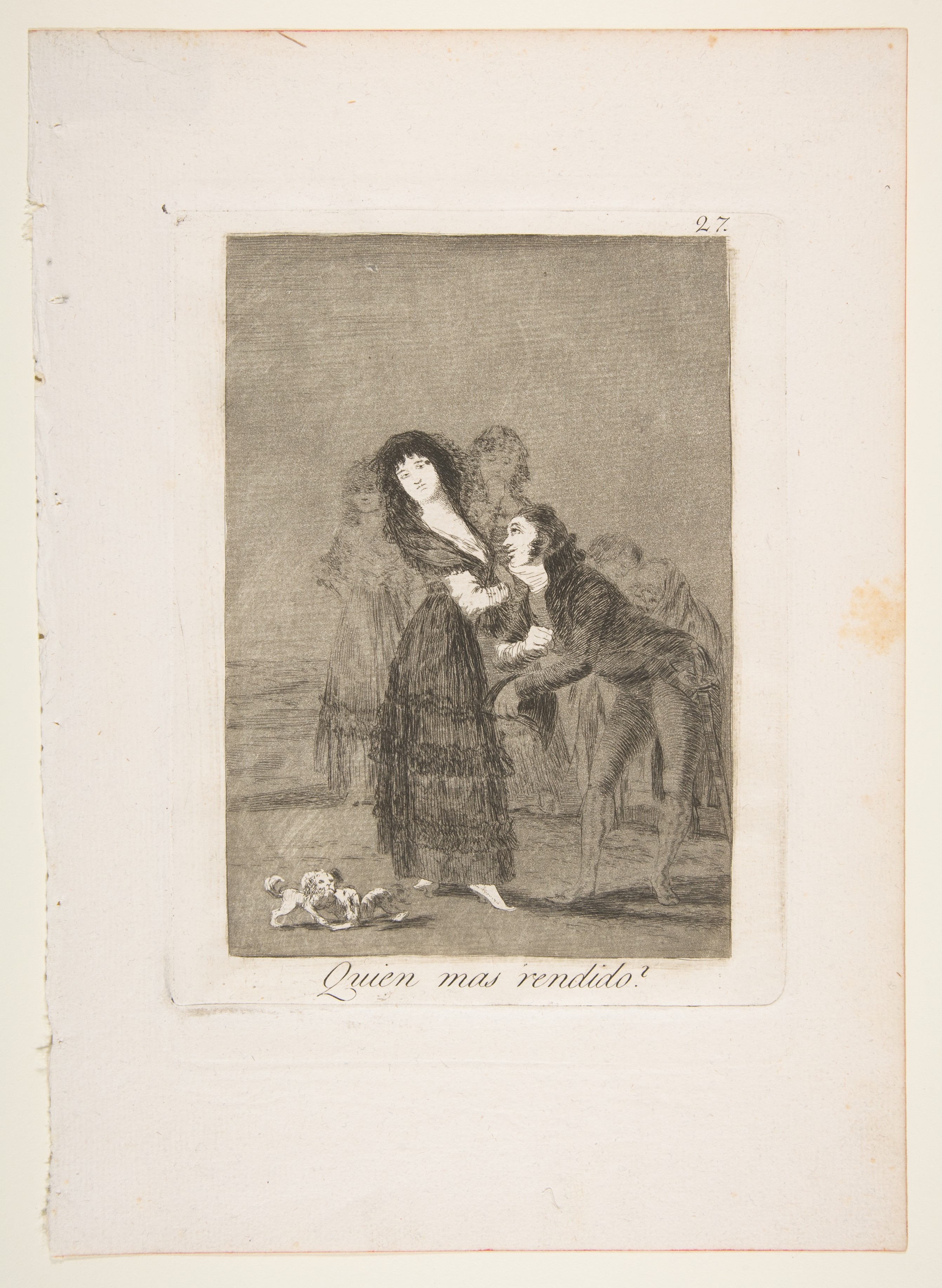 Plate 27 from "Los Caprichos": Which of them is the more overcome? (Quien mas rendido?) by Goya (Francisco de Goya y Lucientes)