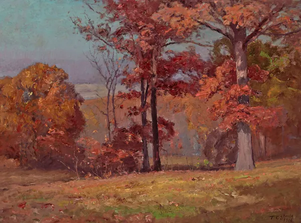 When the Oaks are Red (Brookville Landscape) by T.C. Steele