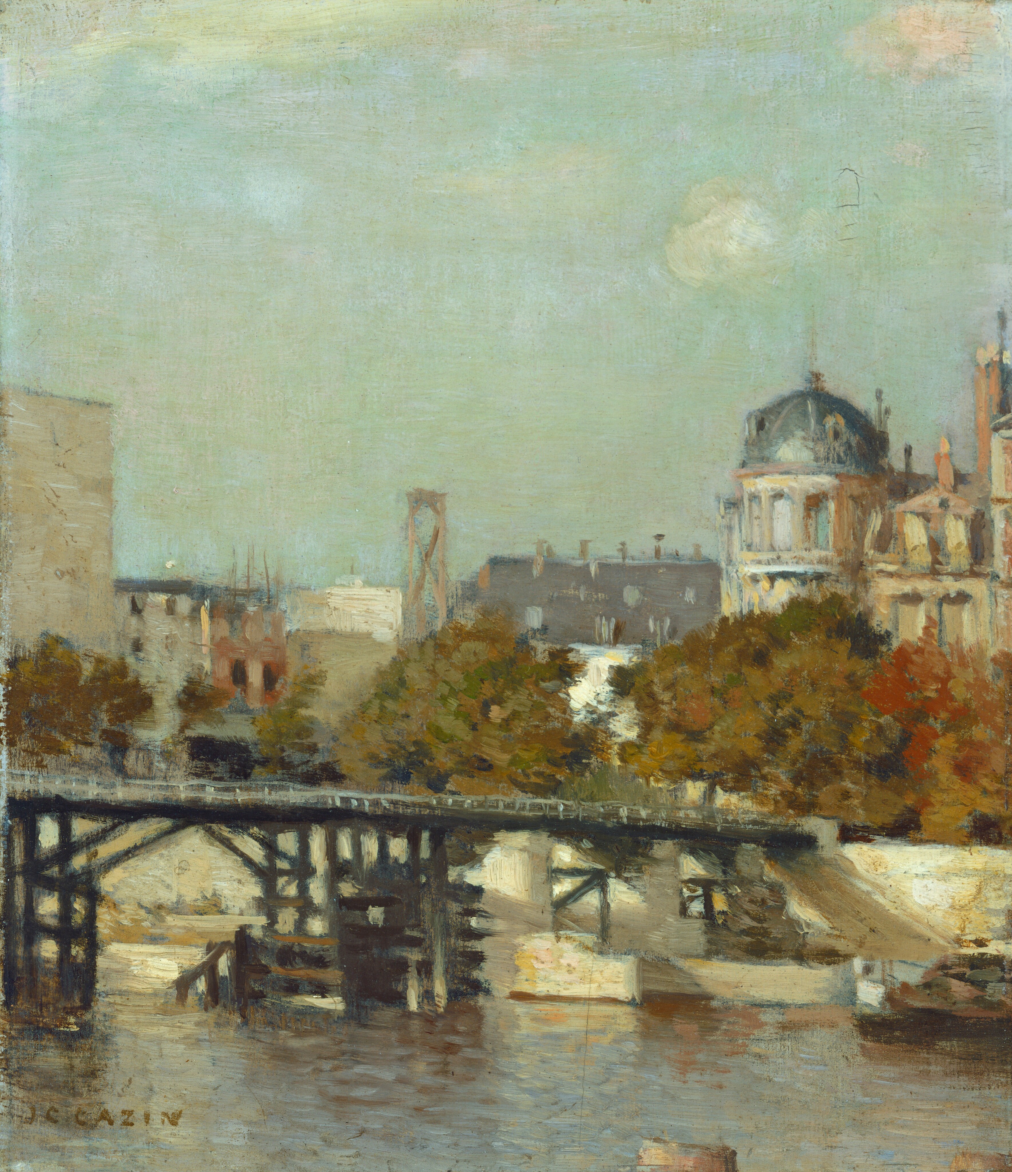 Paris Scene with Bridge by Jean-Charles Cazin
