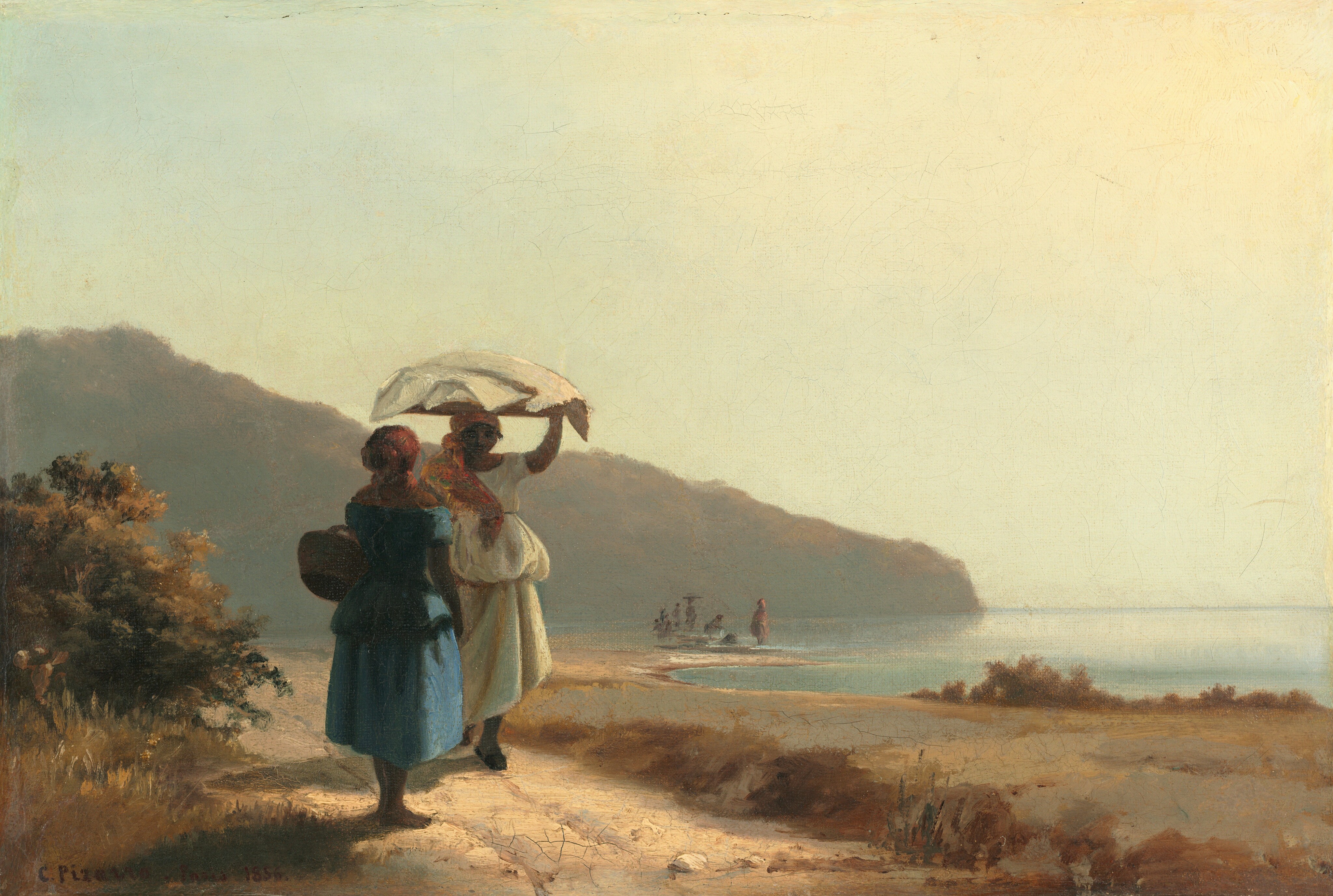 Two Women Chatting by the Sea, St. Thomas by Camille Pissarro