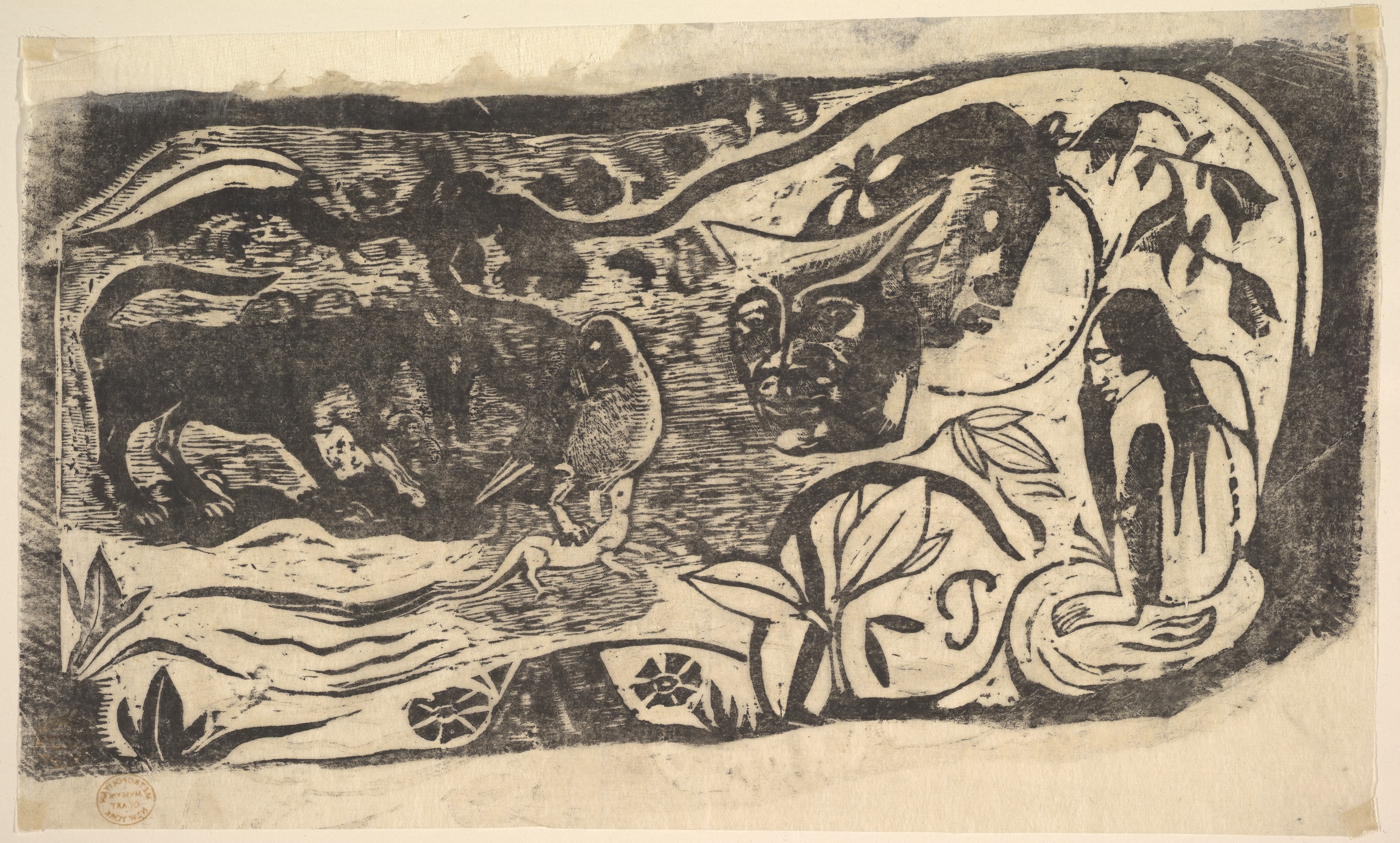 Woodcut with a Horned Head by Paul Gauguin