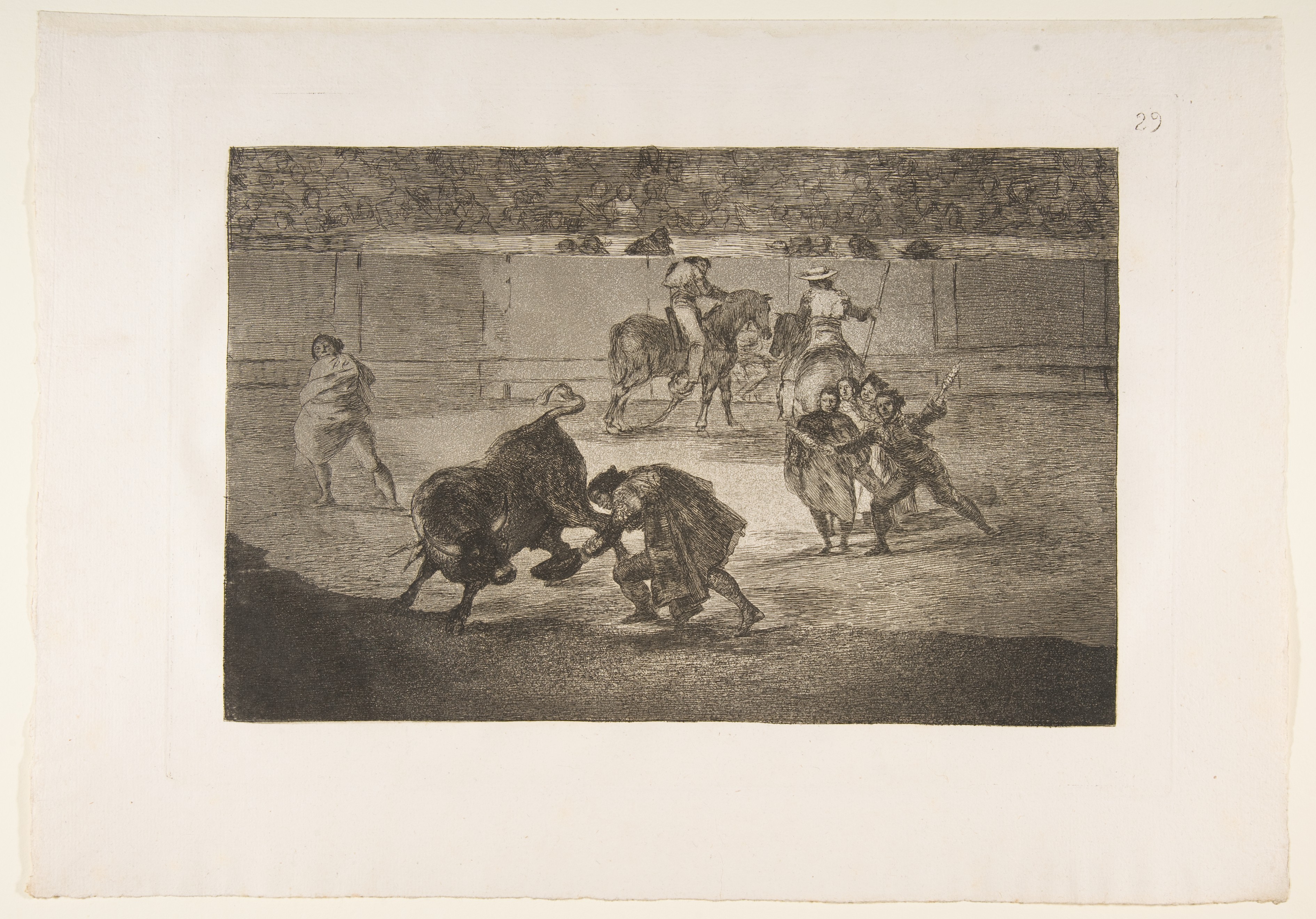 Plate 29 of  "La Tauromaquia": Pepe Illo making the pass of the 'recorte' by Goya (Francisco de Goya y Lucientes)