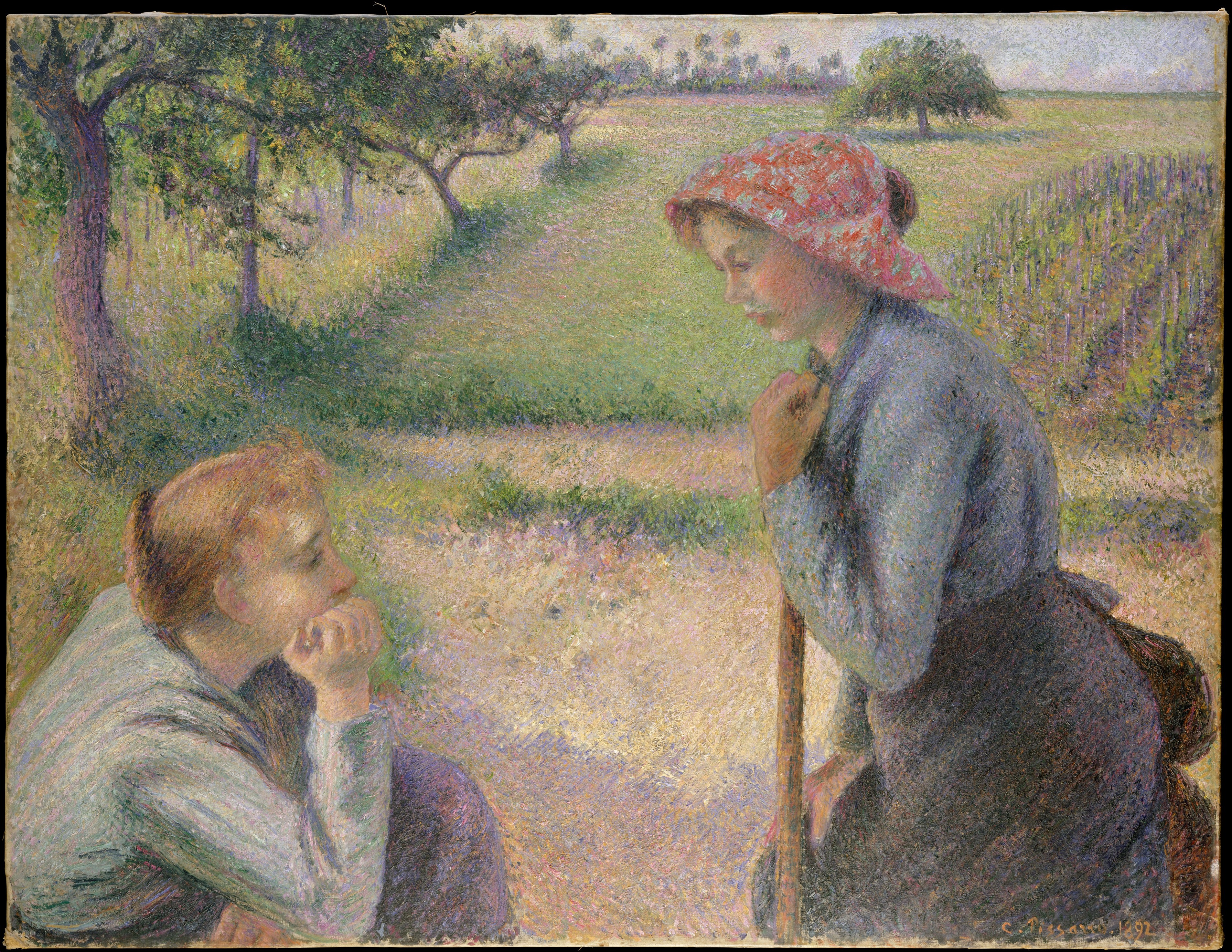 Two Young Peasant Women by Camille Pissarro