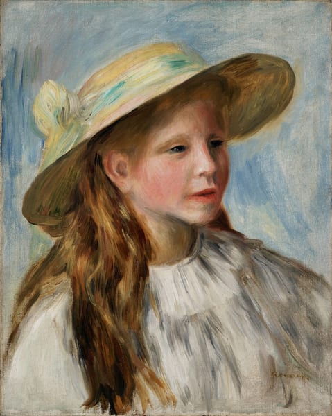 Little Girl with a Hat (Jeune Fille au Chapeau) by Pierre A. Renoir