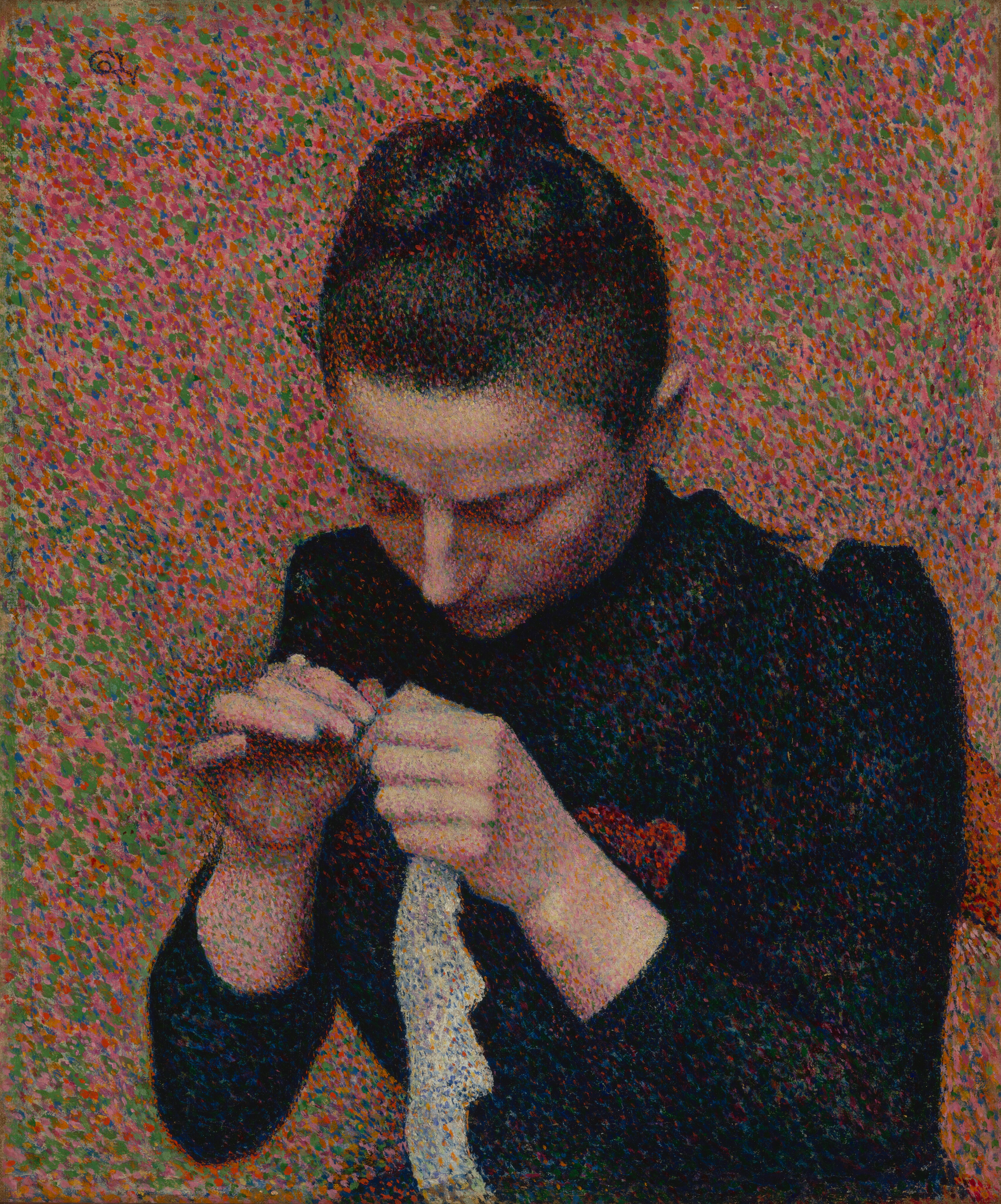 Young Woman Crocheting (Julie Lemmen) by Georges Lemmen