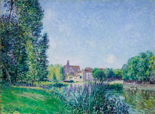 The Loing River and the Church at Moret-sur-Loing (Le Loing et L'église de Moret-sur-Loing) by Alfred Sisley