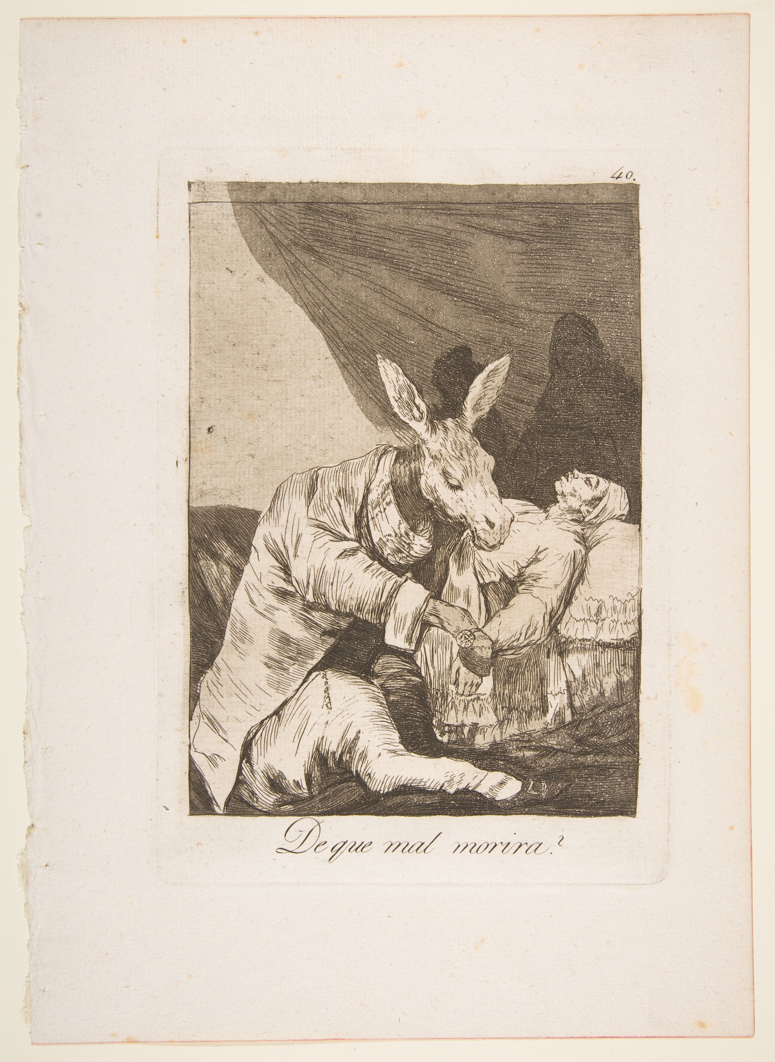 Plate 40 from "Los Caprichos": Of what ill will he die? (De que mal morira?) by Goya (Francisco de Goya y Lucientes)