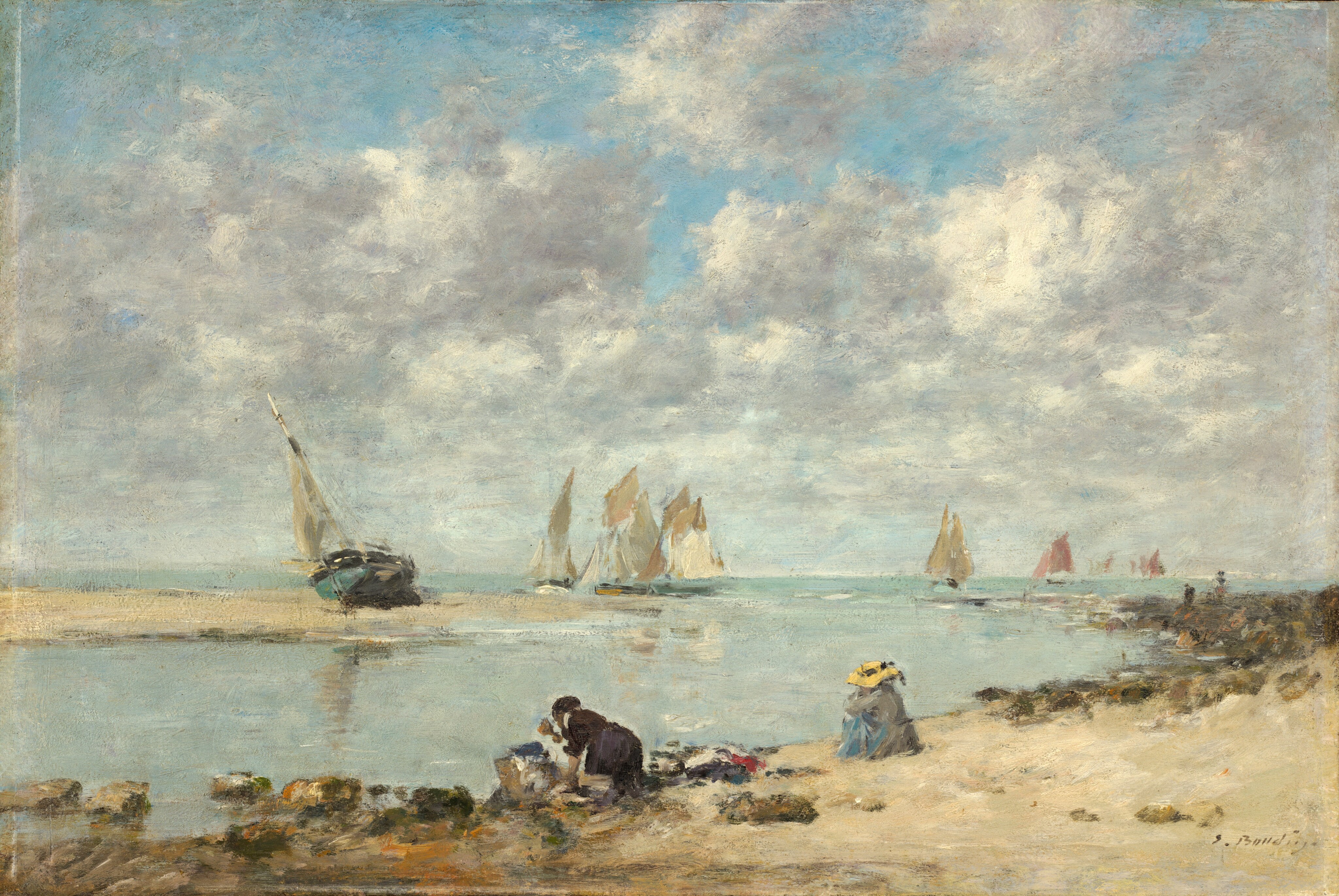 Washerwoman near Trouville by Eugène Boudin