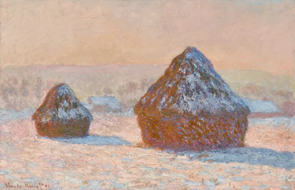 Wheatstacks, Snow Effect, Morning by Claude Monet