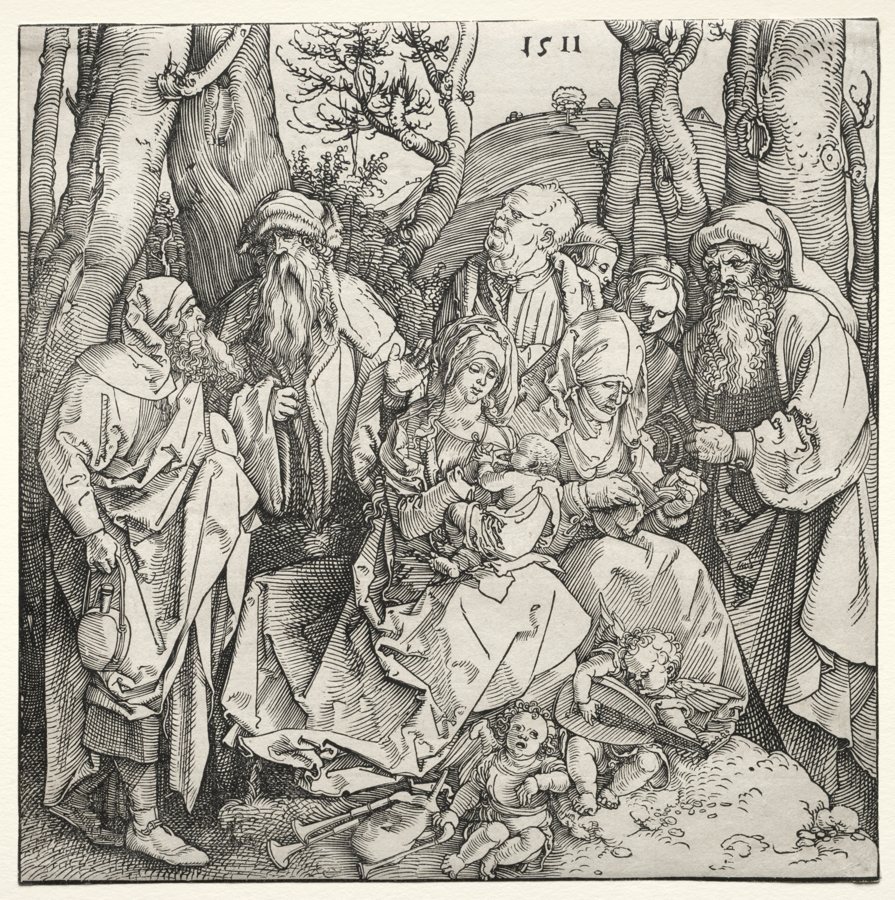 The Holy Family with Two Musician Angels by Albrecht Dürer
