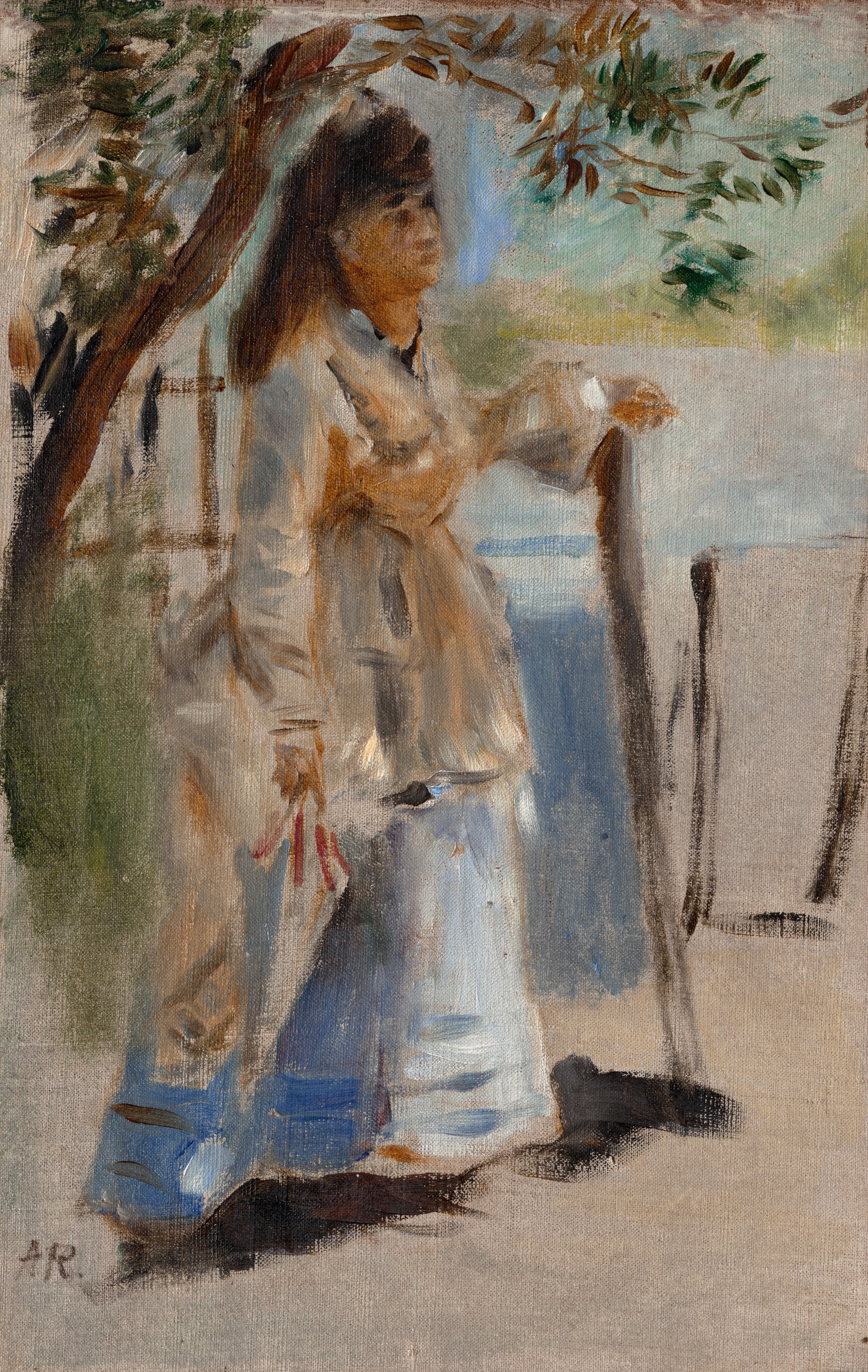 Woman by a Fence by Auguste Renoir