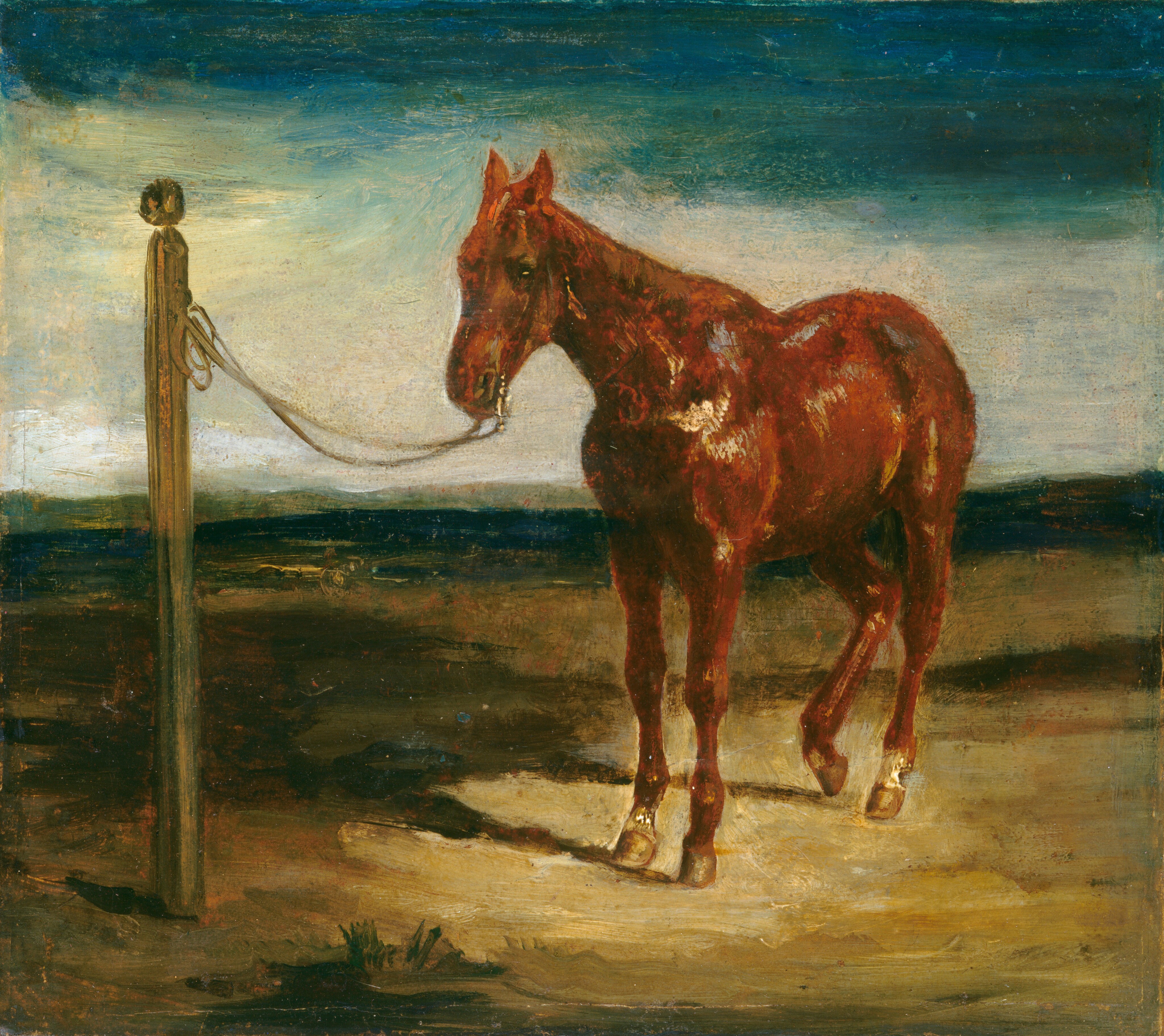 A Horse Hitched to a Post by Eugène Delacroix