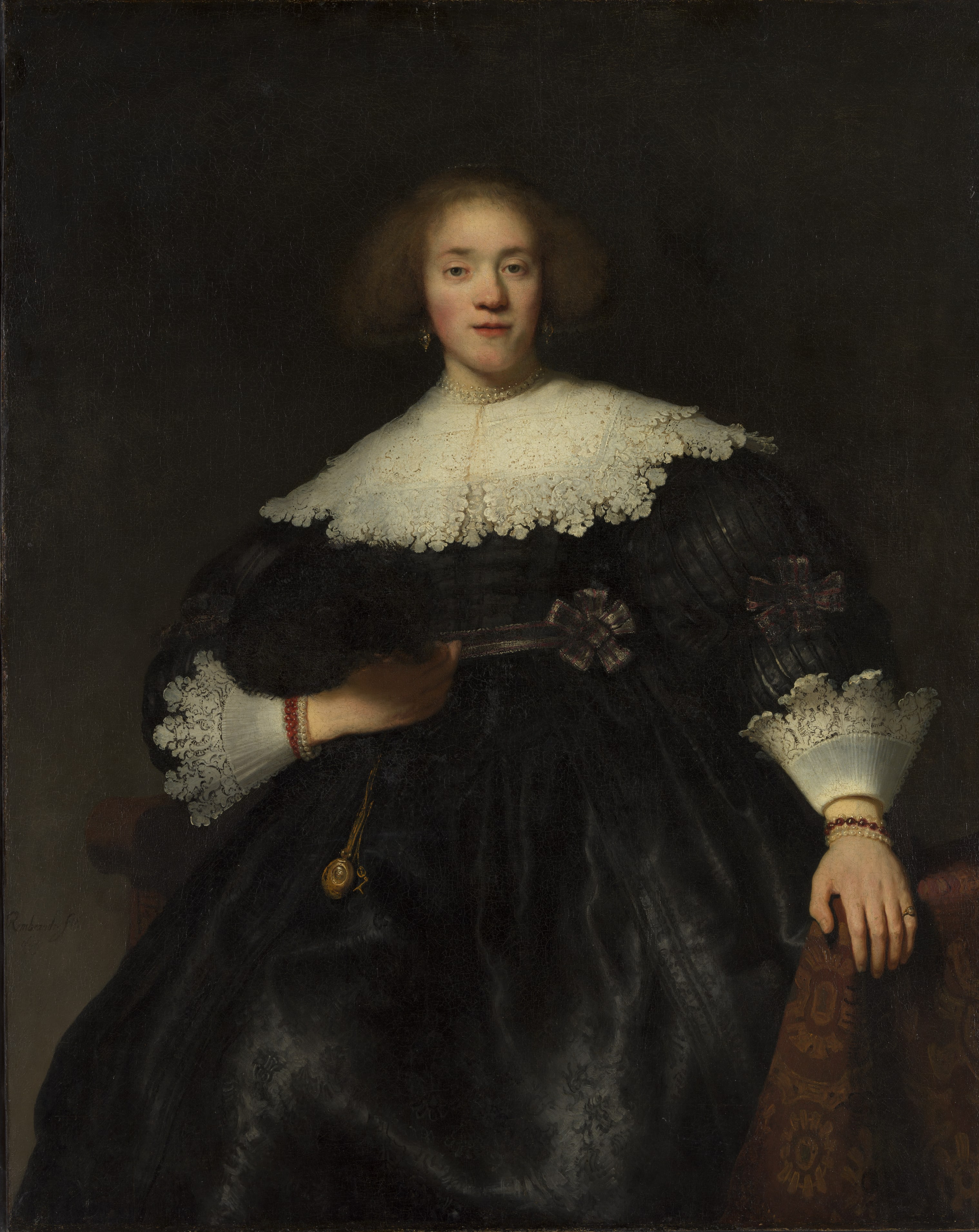 Portrait of a Young Woman with a Fan by Rembrandt (Rembrandt van Rijn)