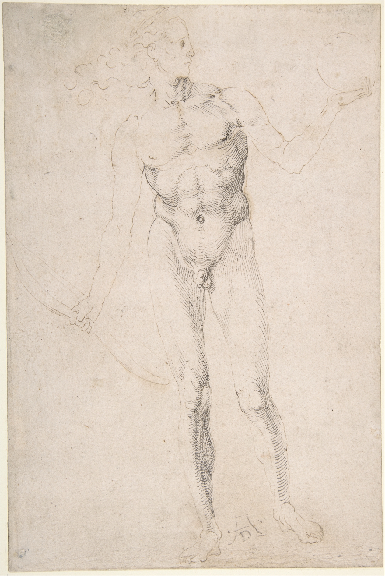 Standing Male Nude Holding a Bow ("Poynter Apollo") by Albrecht Dürer