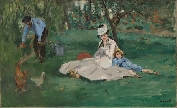 The Monet Family in Their Garden at Argenteuil by Edouard Manet