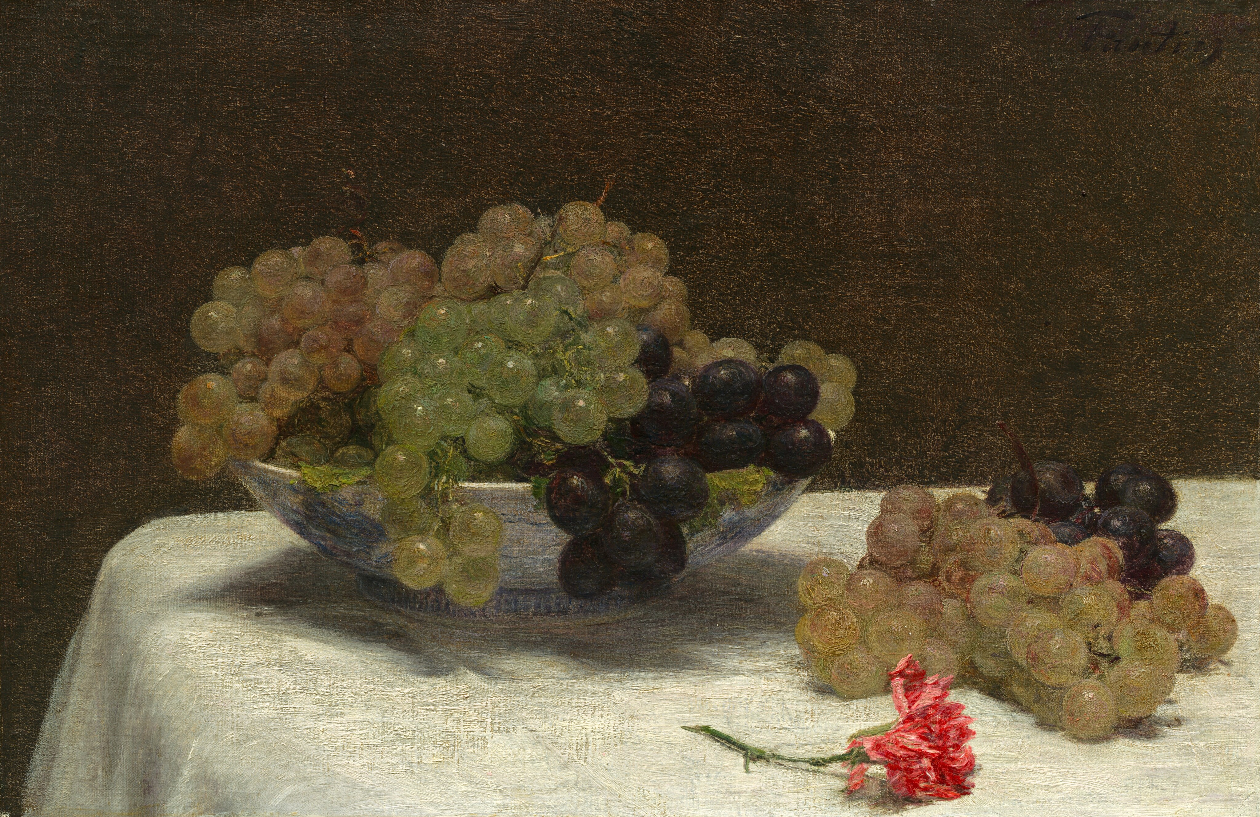 Still Life with Grapes and a Carnation by Henri Fantin-Latour