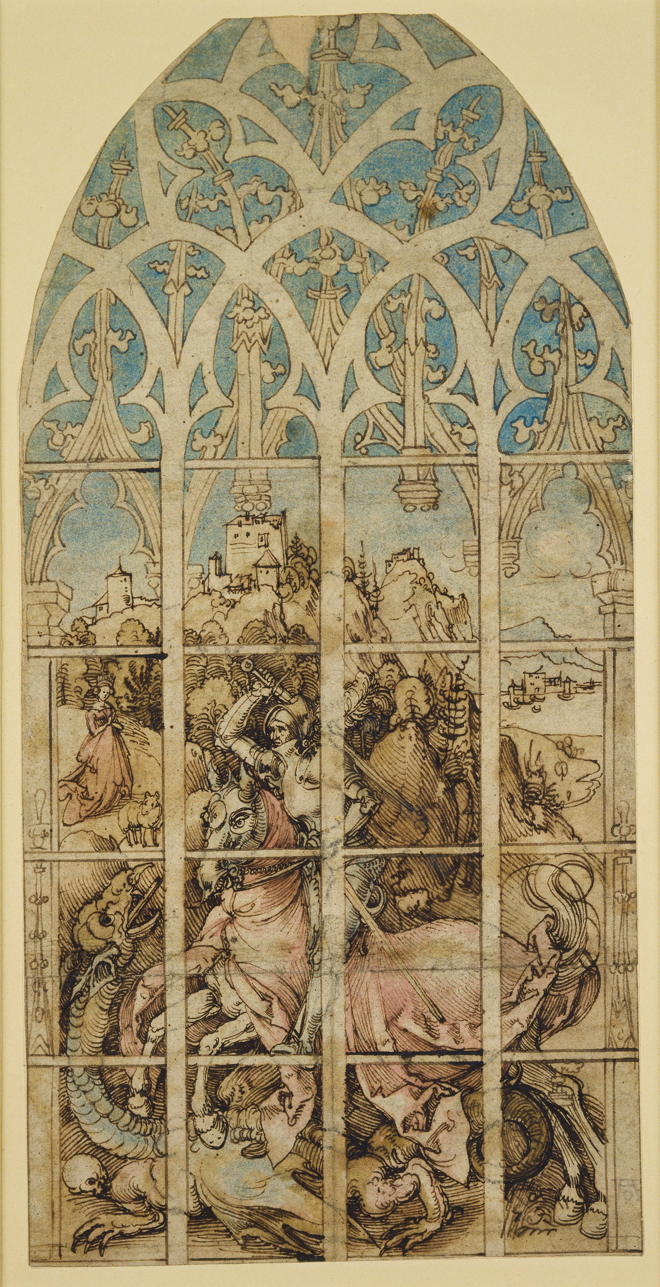 Entwurf für ein Glasgemälde mit dem Heiligen Georg by Albrecht Dürer