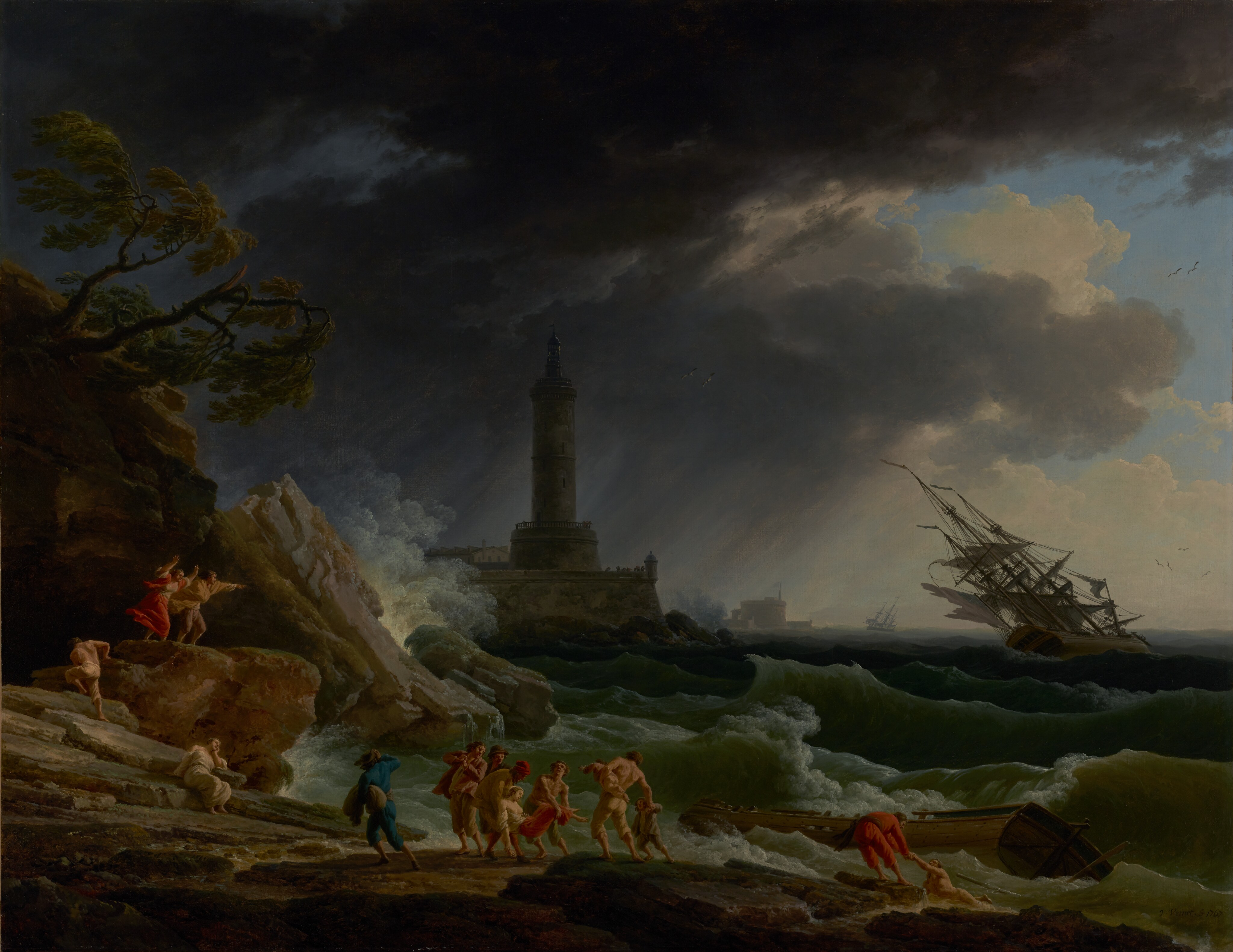 A Storm on a Mediterranean Coast by Claude-Joseph Vernet