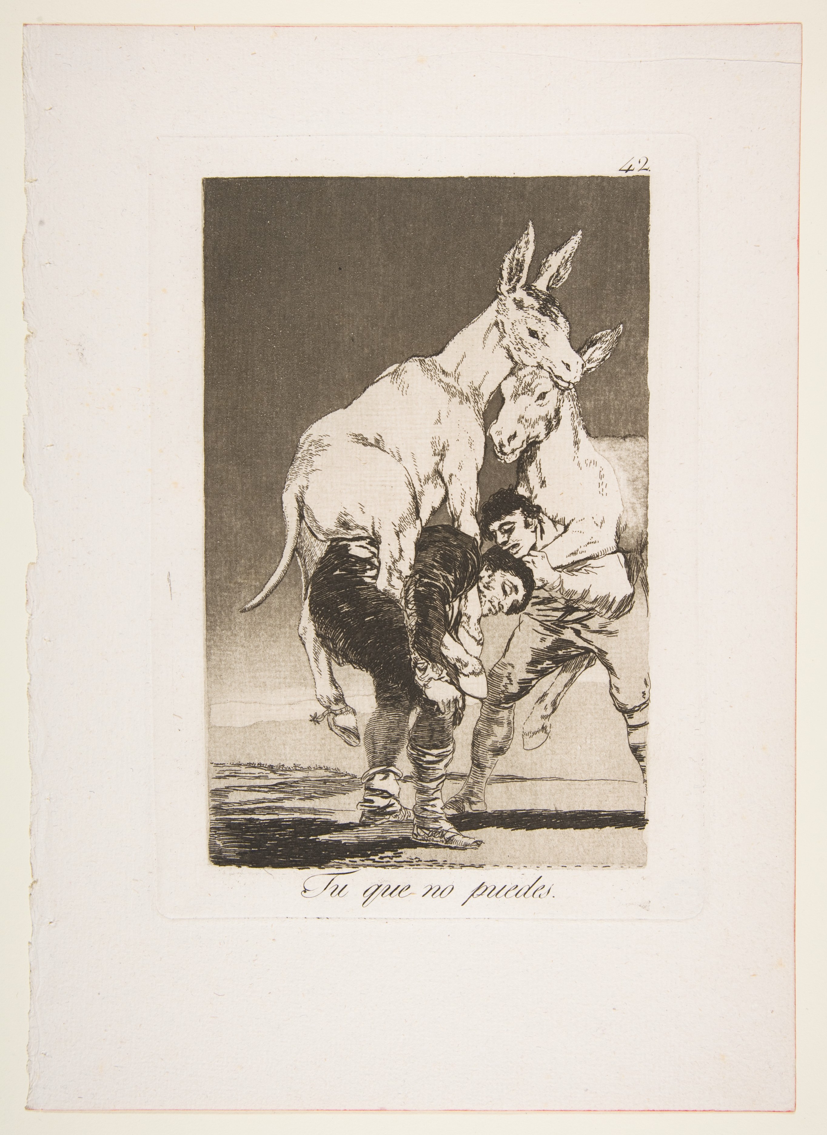 Plate 42 from "Los Caprichos": Thou who canst not (Tu que no puedes) by Goya (Francisco de Goya y Lucientes)