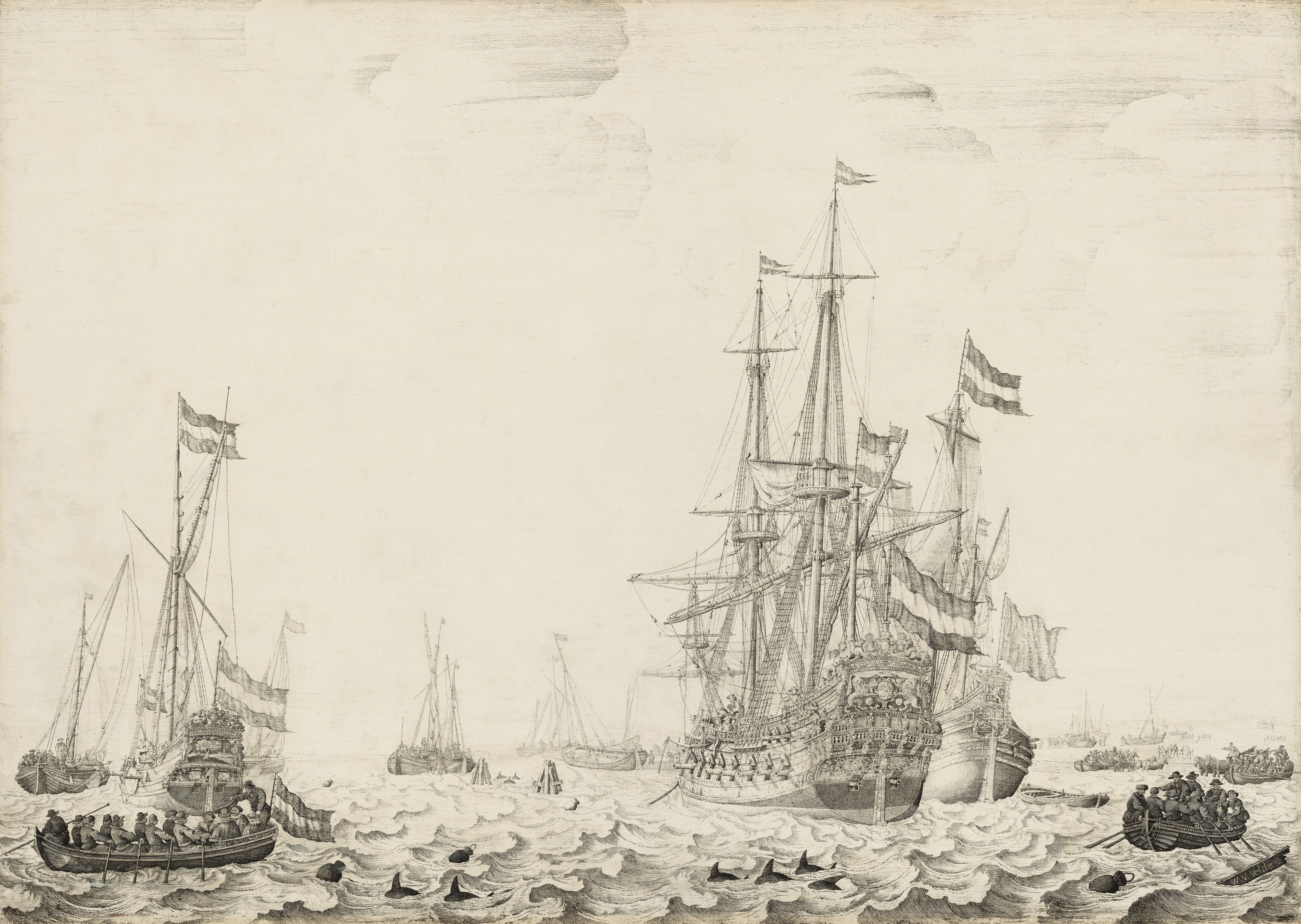 Dutch Ships near the Coast by Willem van de Velde the Elder