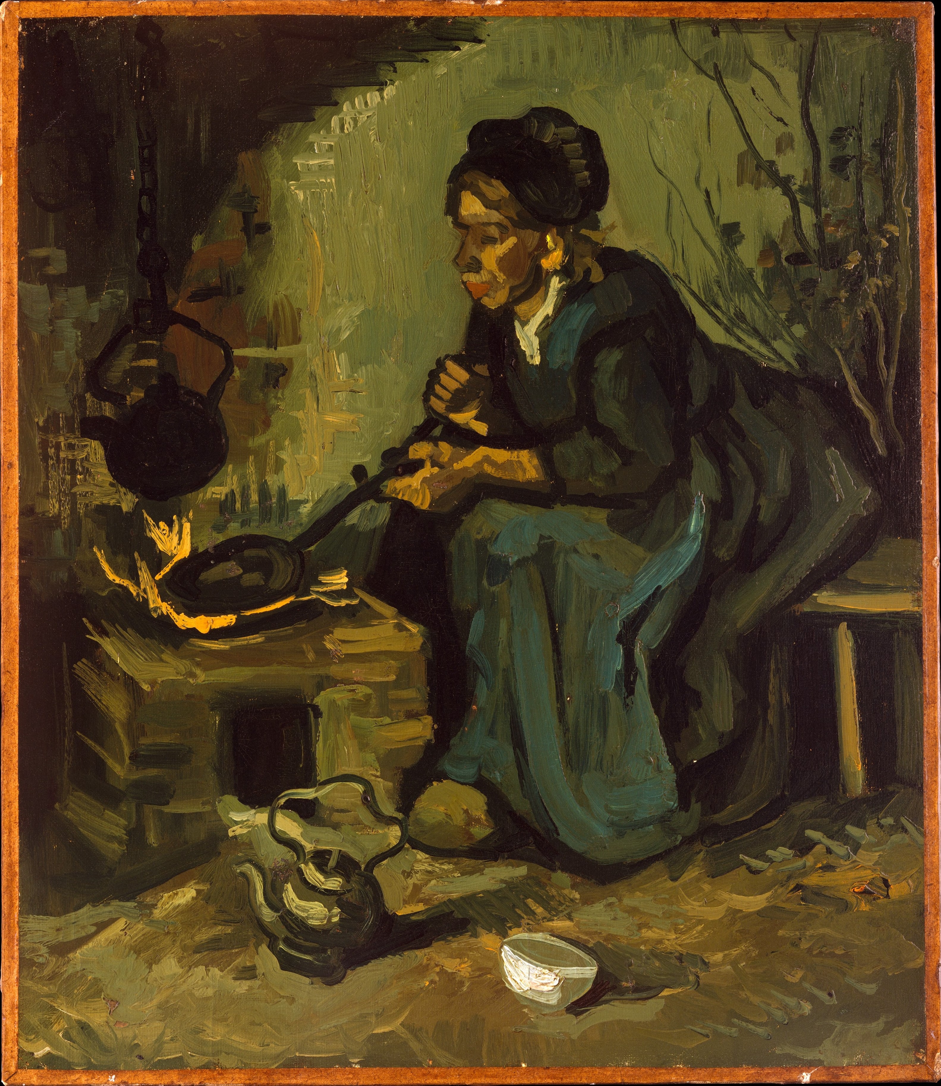Peasant Woman Cooking by a Fireplace by Vincent van Gogh