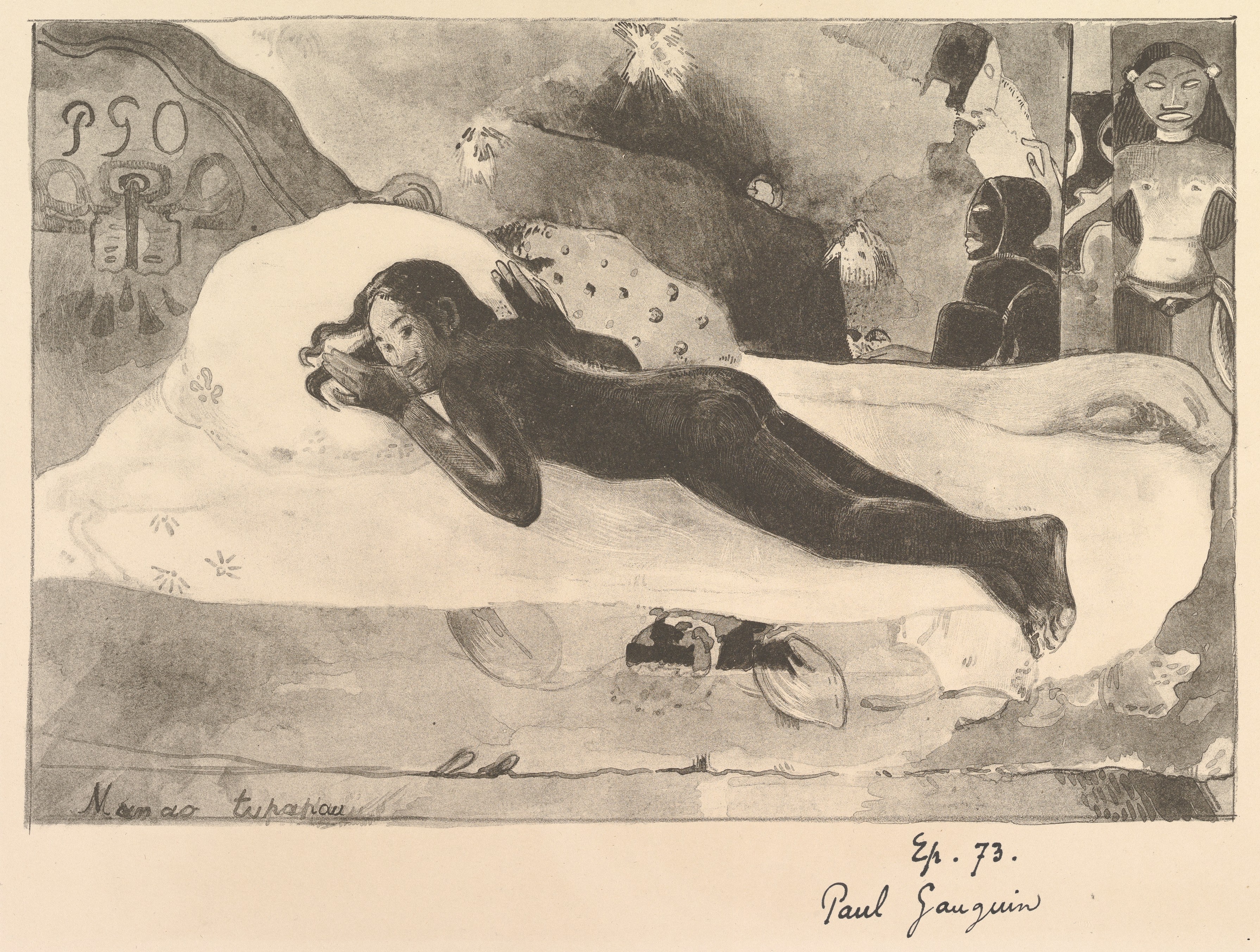 Spirit of the Dead Watching (Manao Tupapau), from "L'Estampe Originale" by Paul Gauguin