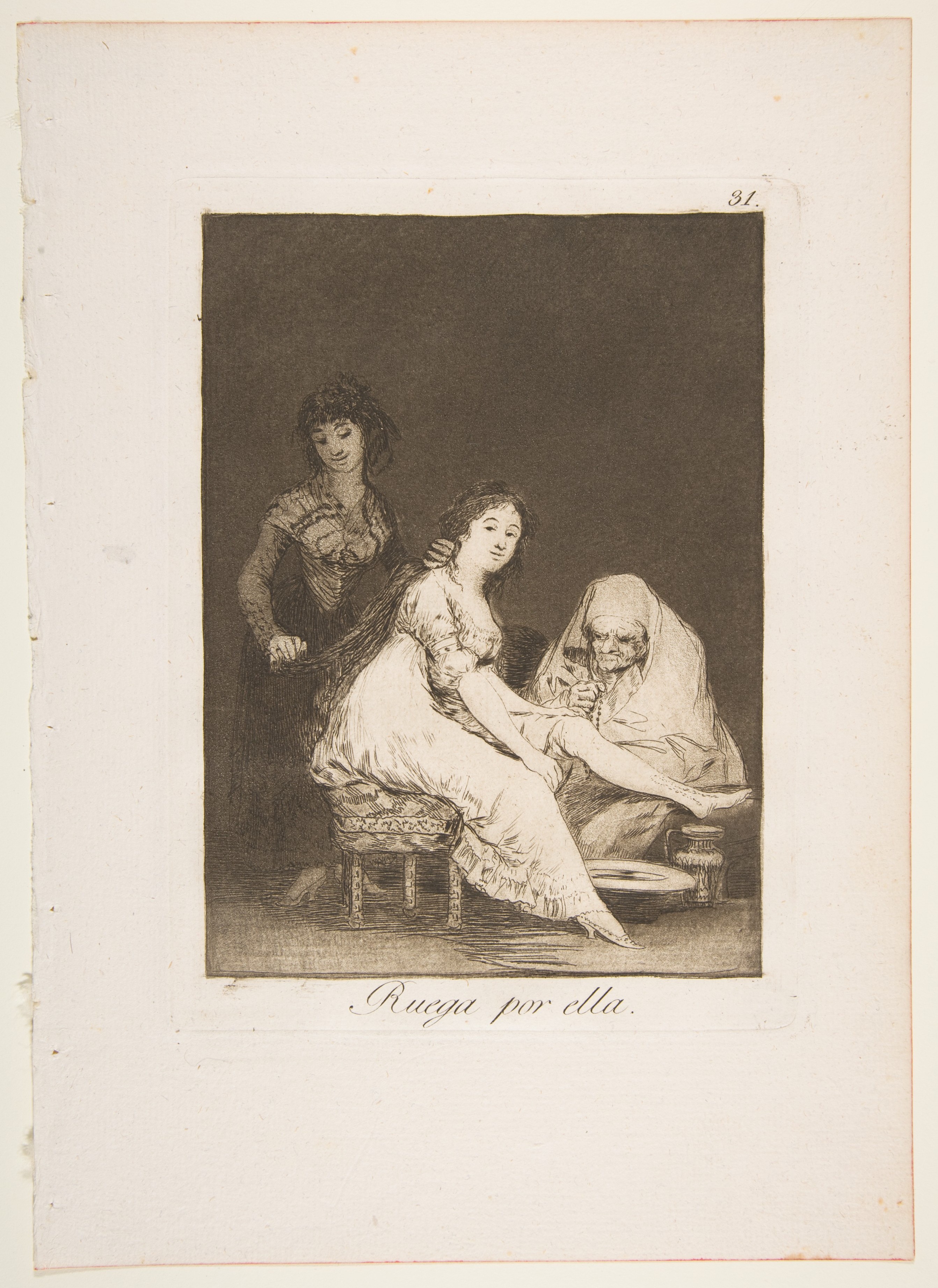 Plate 31 from "Los Caprichos": She prays for her (Ruega por ella) by Goya (Francisco de Goya y Lucientes)