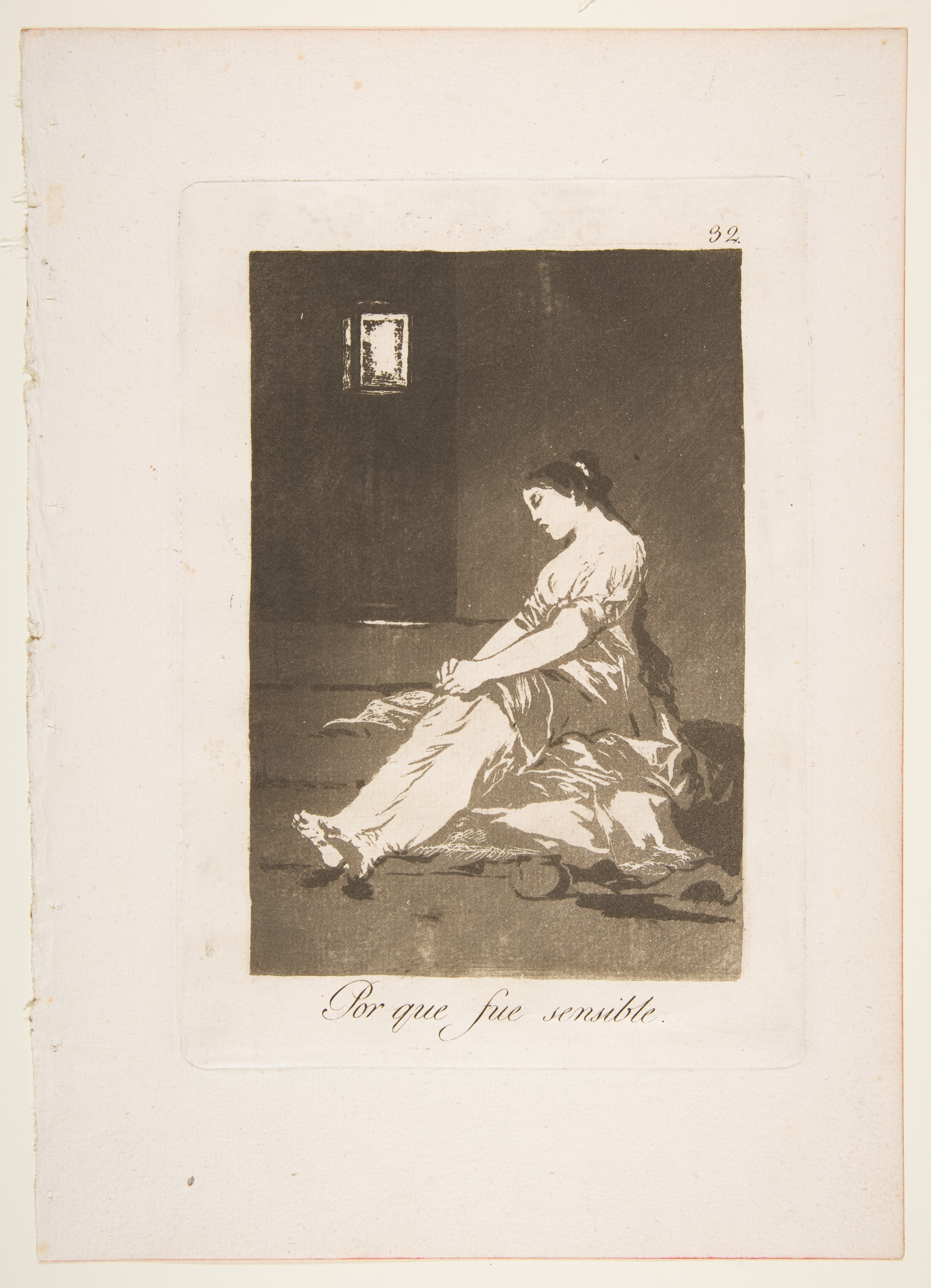 Plate 32 from "Los Caprichos": Because she was susceptible (Por que fue sensible) by Goya (Francisco de Goya y Lucientes)