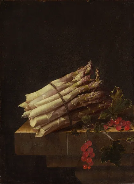 Still Life with Asparagus and Red Currants by Adriaen Coorte