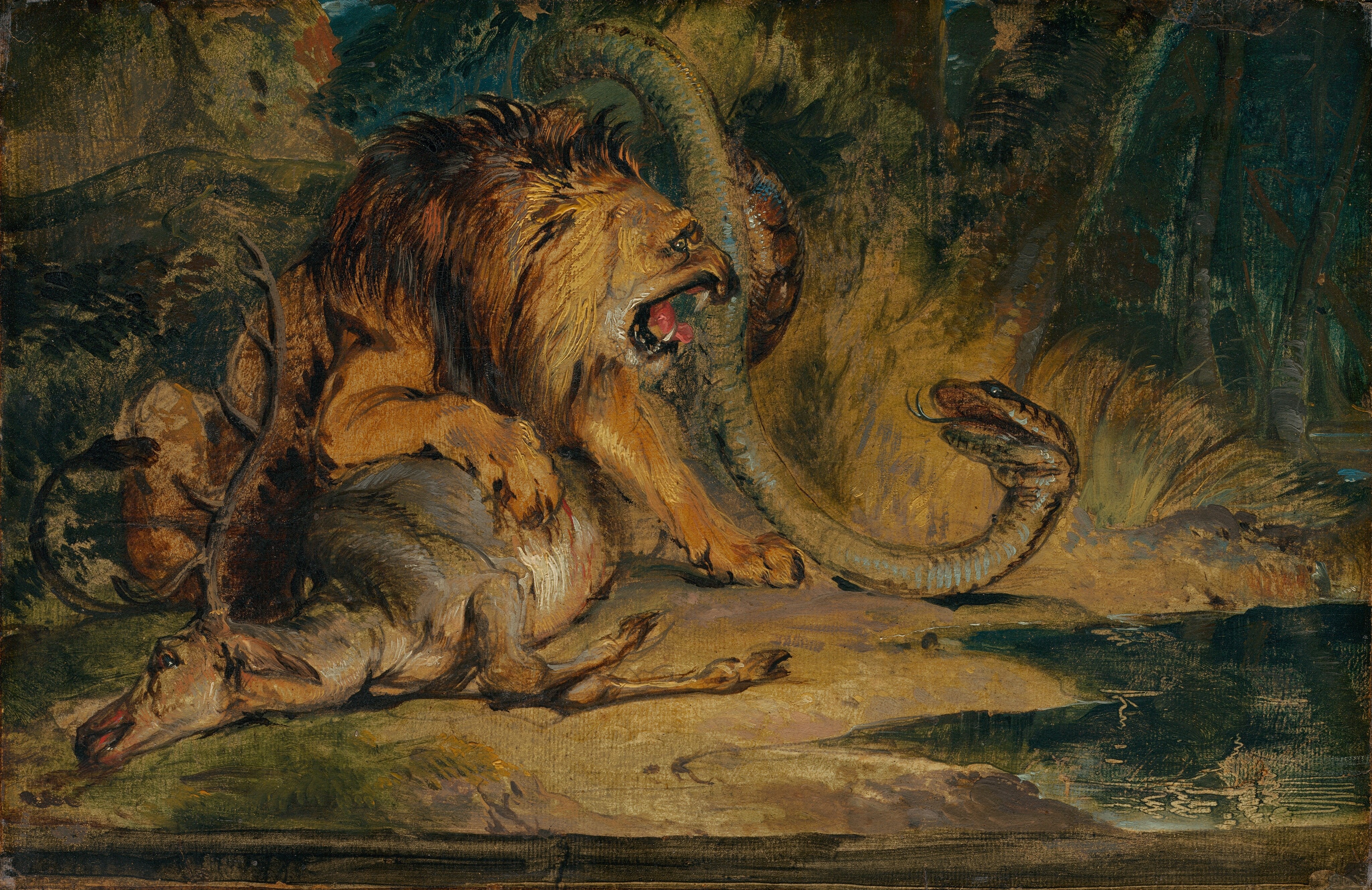 Lion Defending its Prey by Sir Edwin Landseer