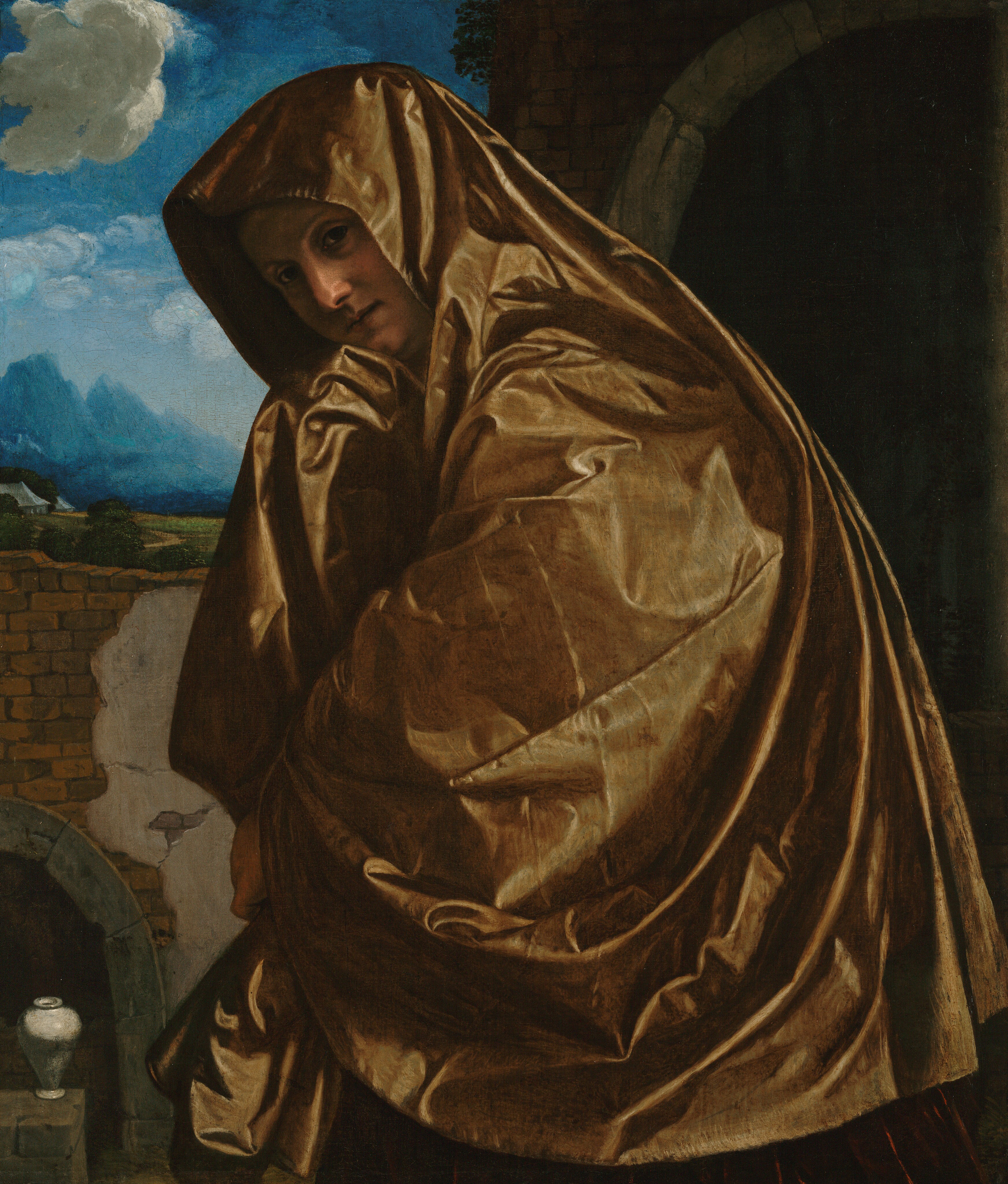 Saint Mary Magdalene at the Sepulchre by Giovanni Girolamo Savoldo