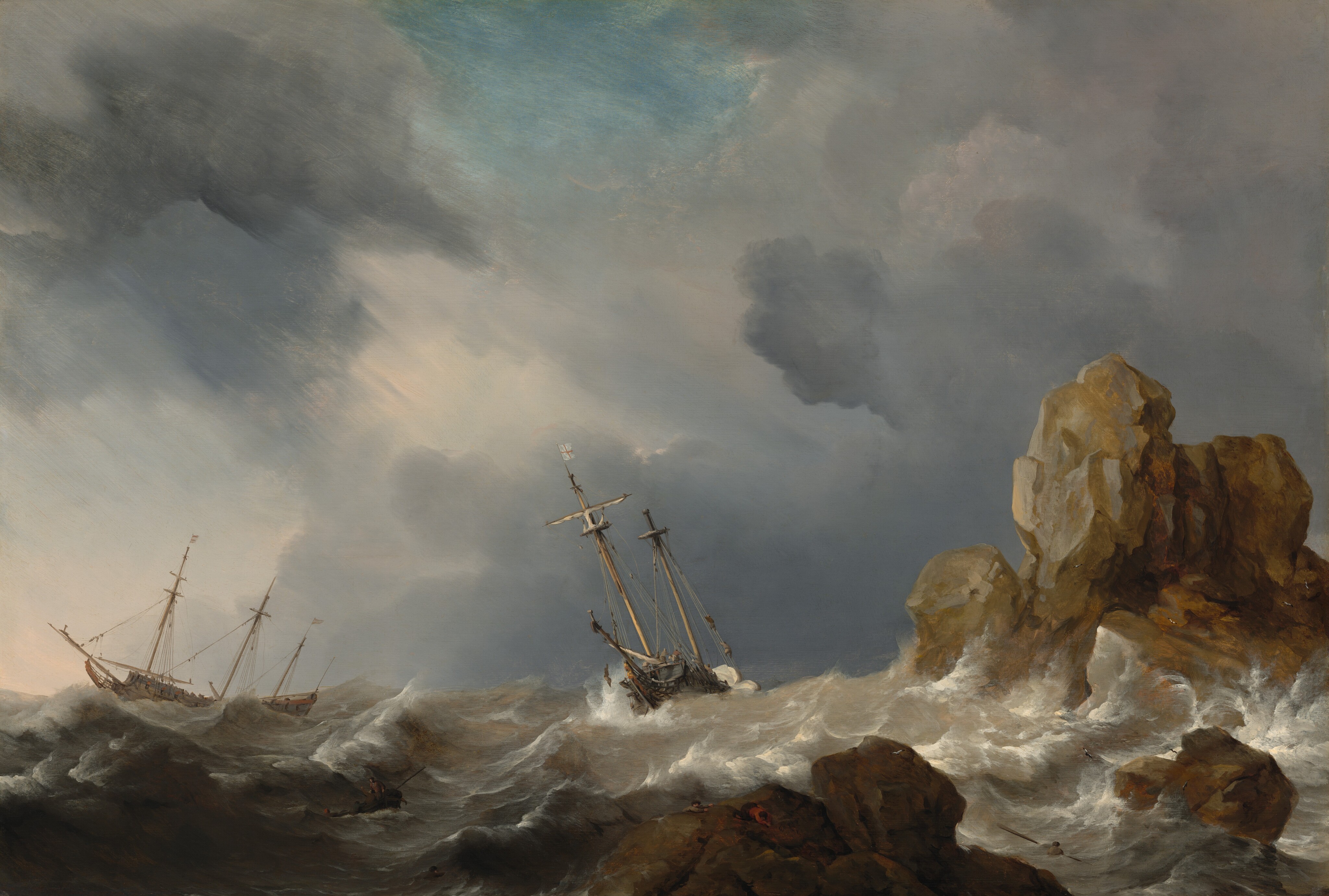 Ships in a Gale by Willem van de Velde the Younger