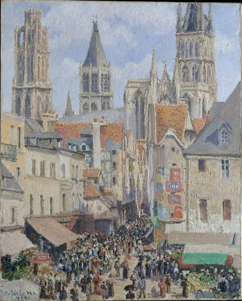 Rue de l'Epicerie, Rouen (Effect of Sunlight) by Camille Pissarro