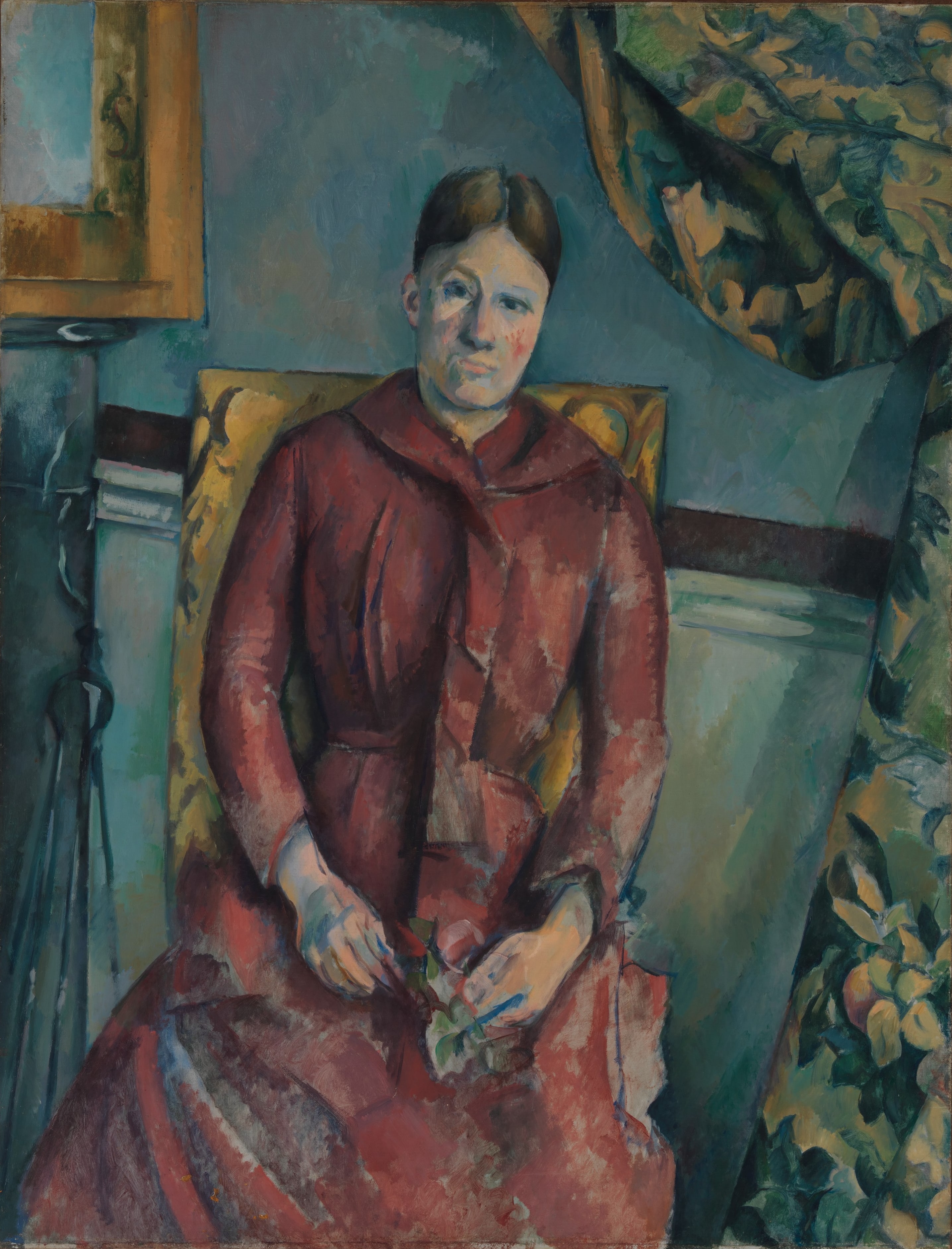 Madame Cézanne (Hortense Fiquet, 1850–1922) in a Red Dress by Paul Cézanne