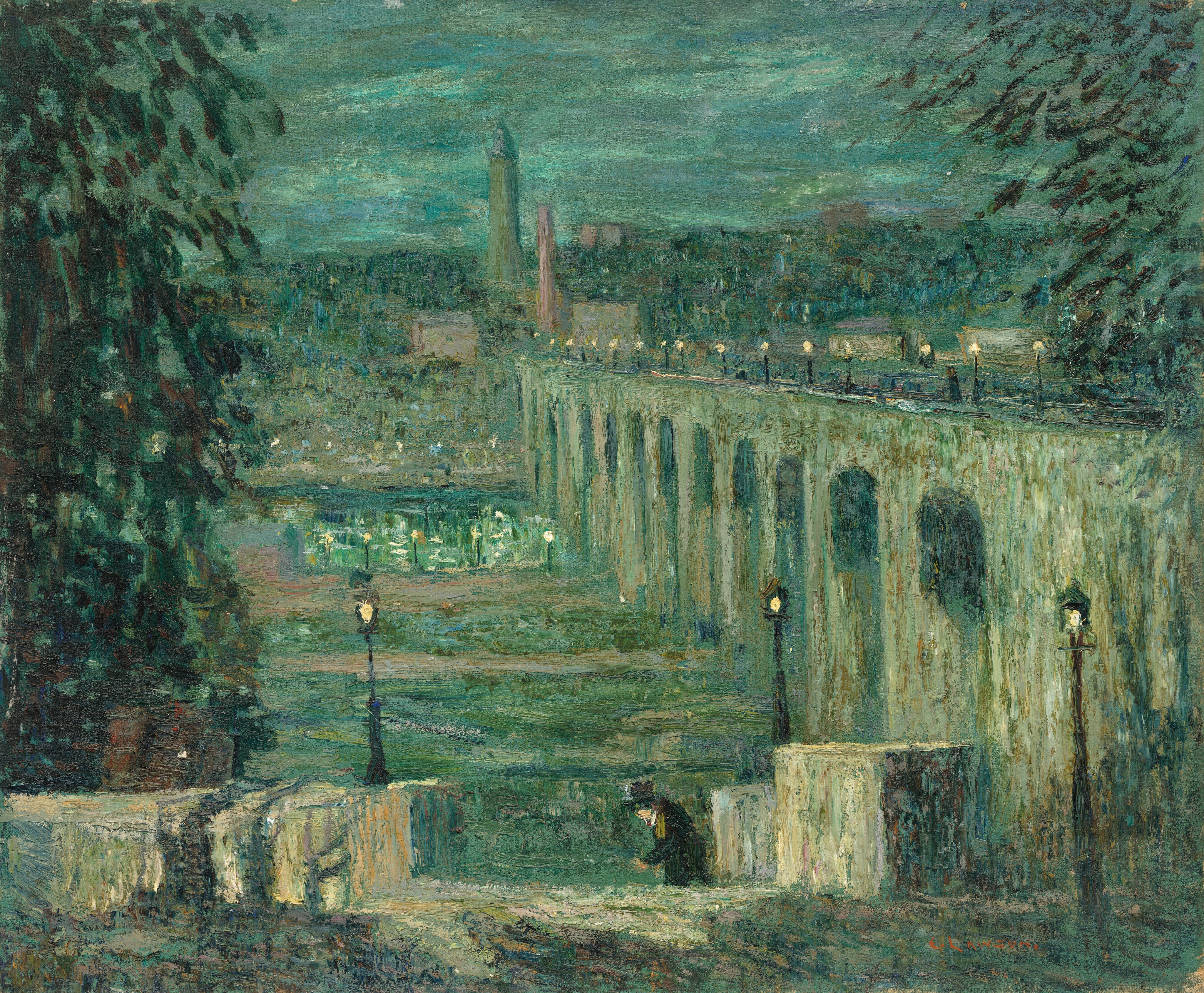 High Bridge at Night, New York City by Ernest Lawson
