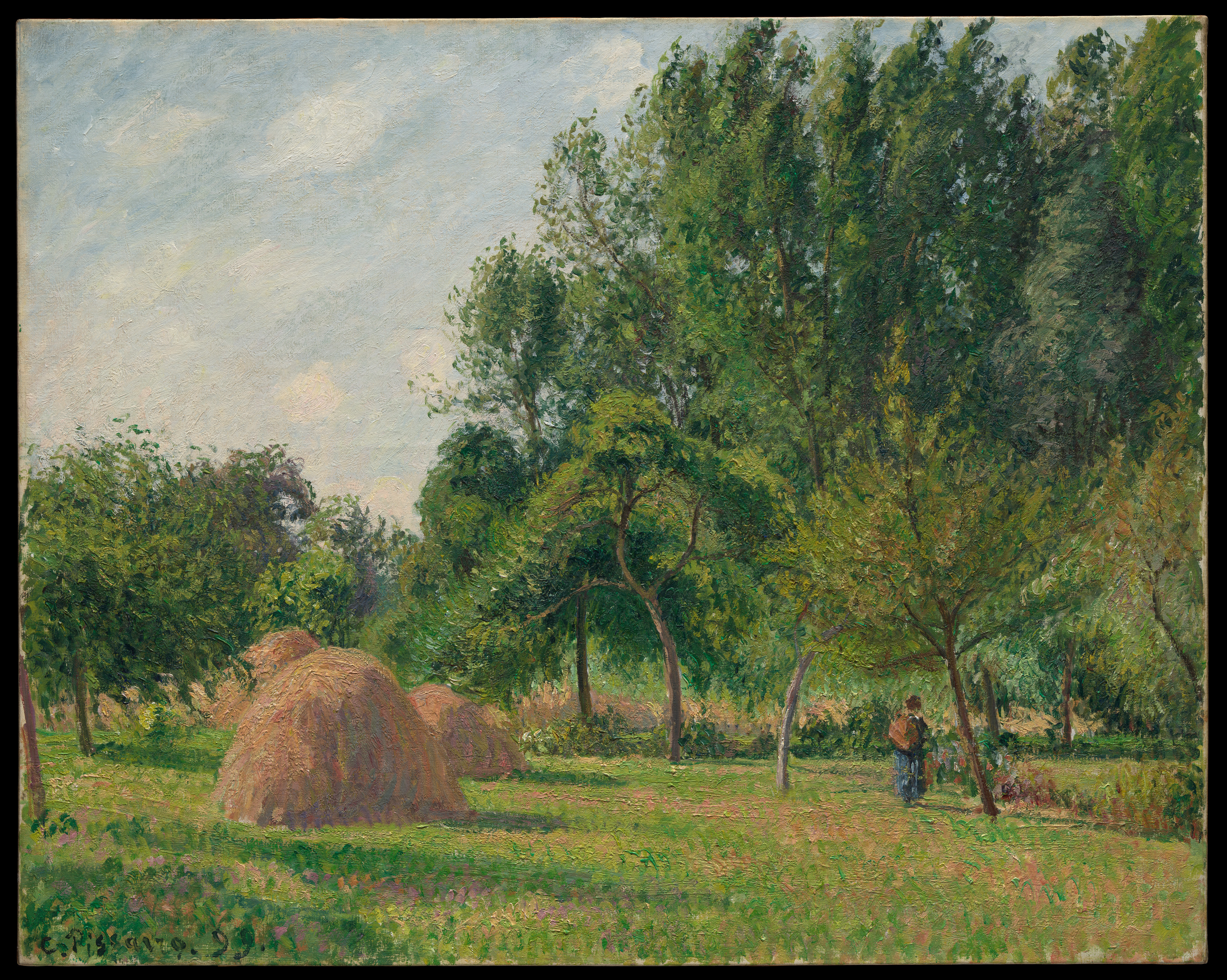 Haystacks, Morning, Eragny by Camille Pissarro