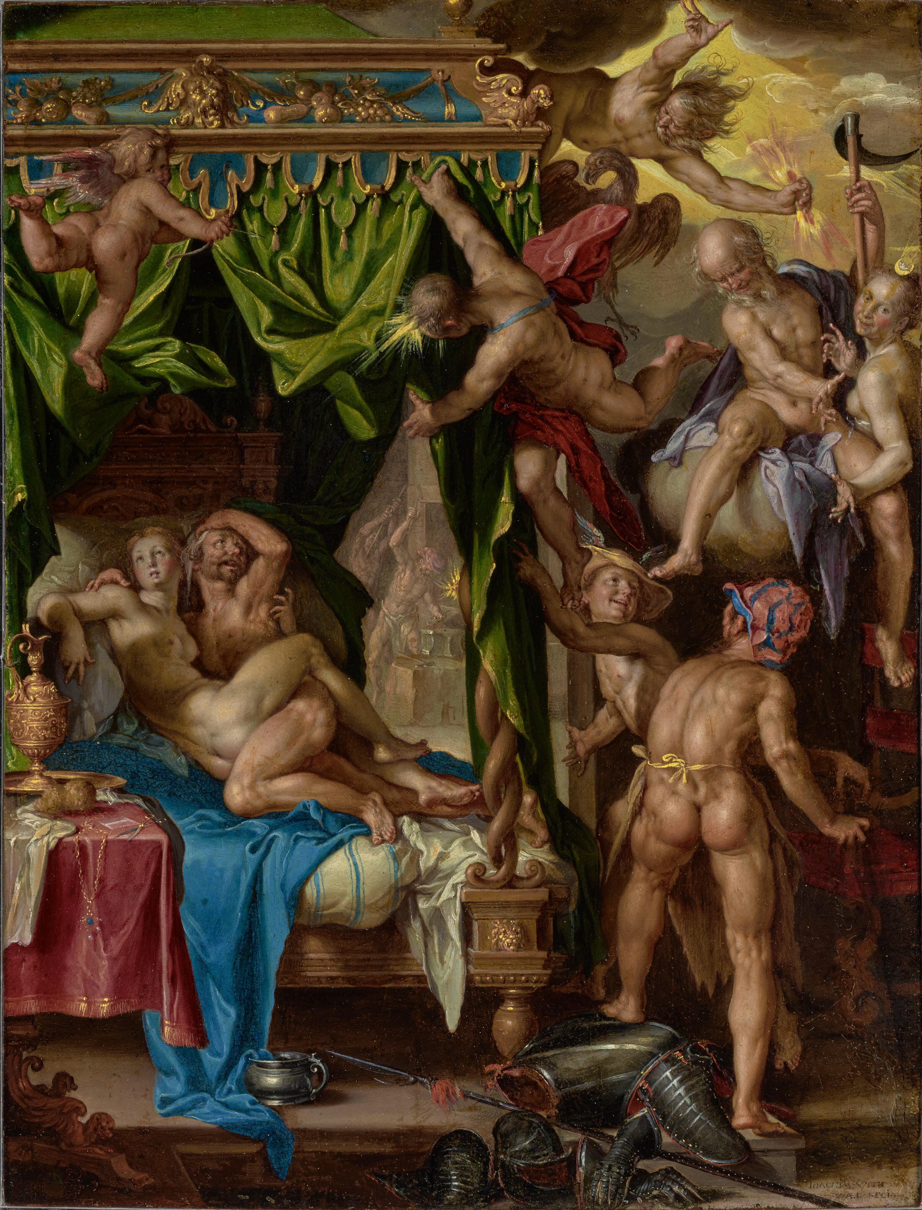 Mars and Venus Surprised by Vulcan by Joachim Anthonisz. Wtewael