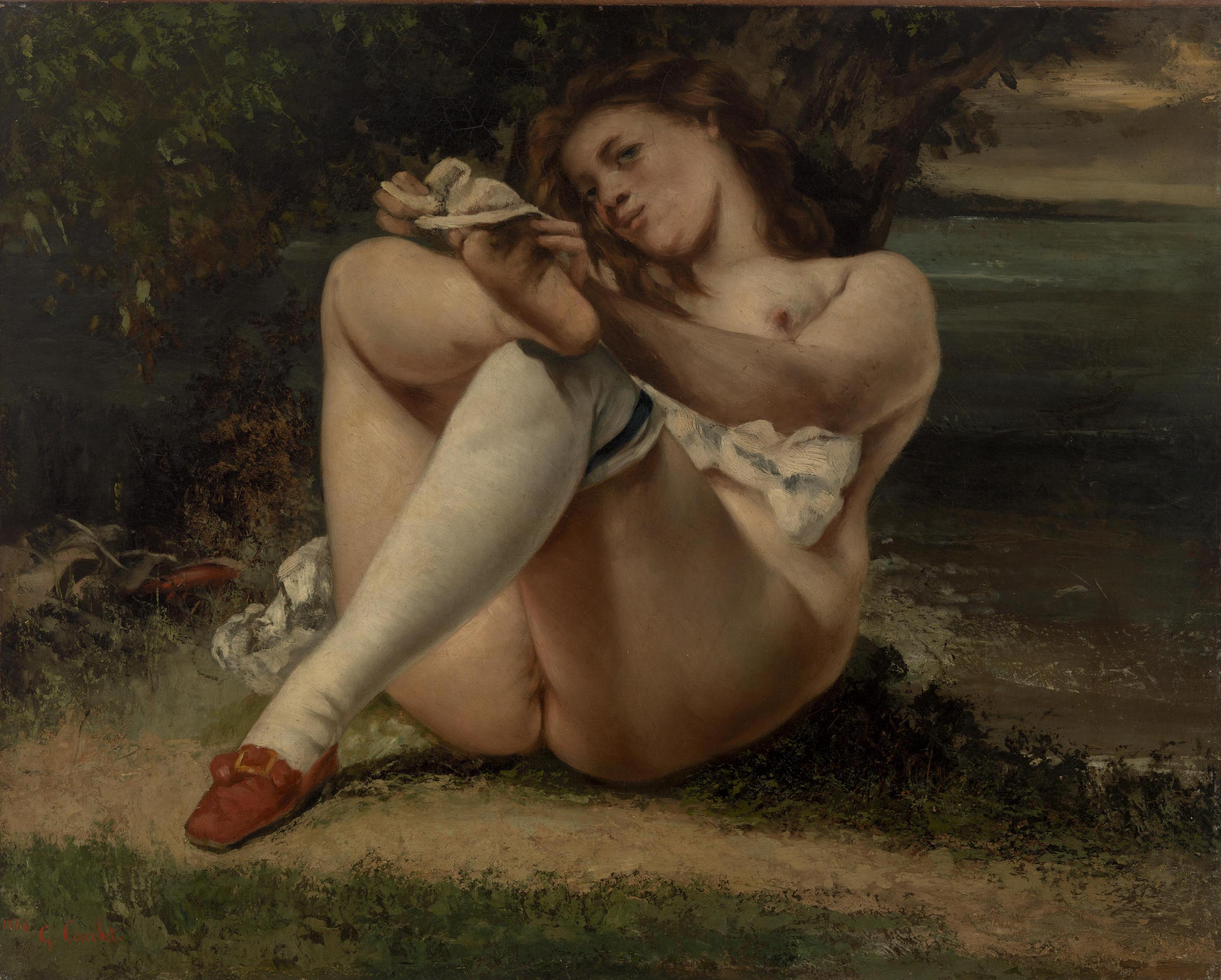 Woman with White Stockings (La Femme aux bas blancs) by Gustave Courbet