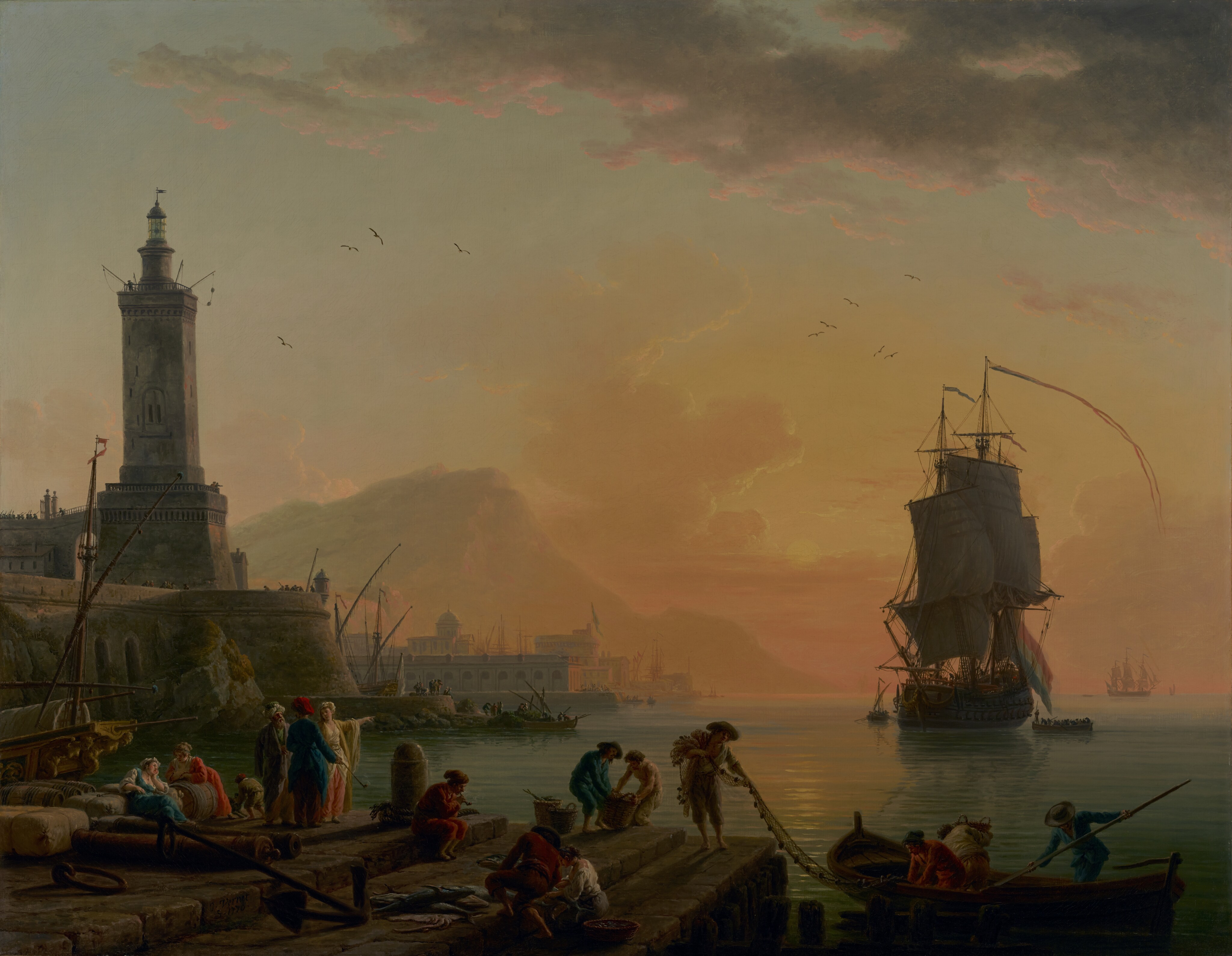 A Calm at a Mediterranean Port by Claude-Joseph Vernet