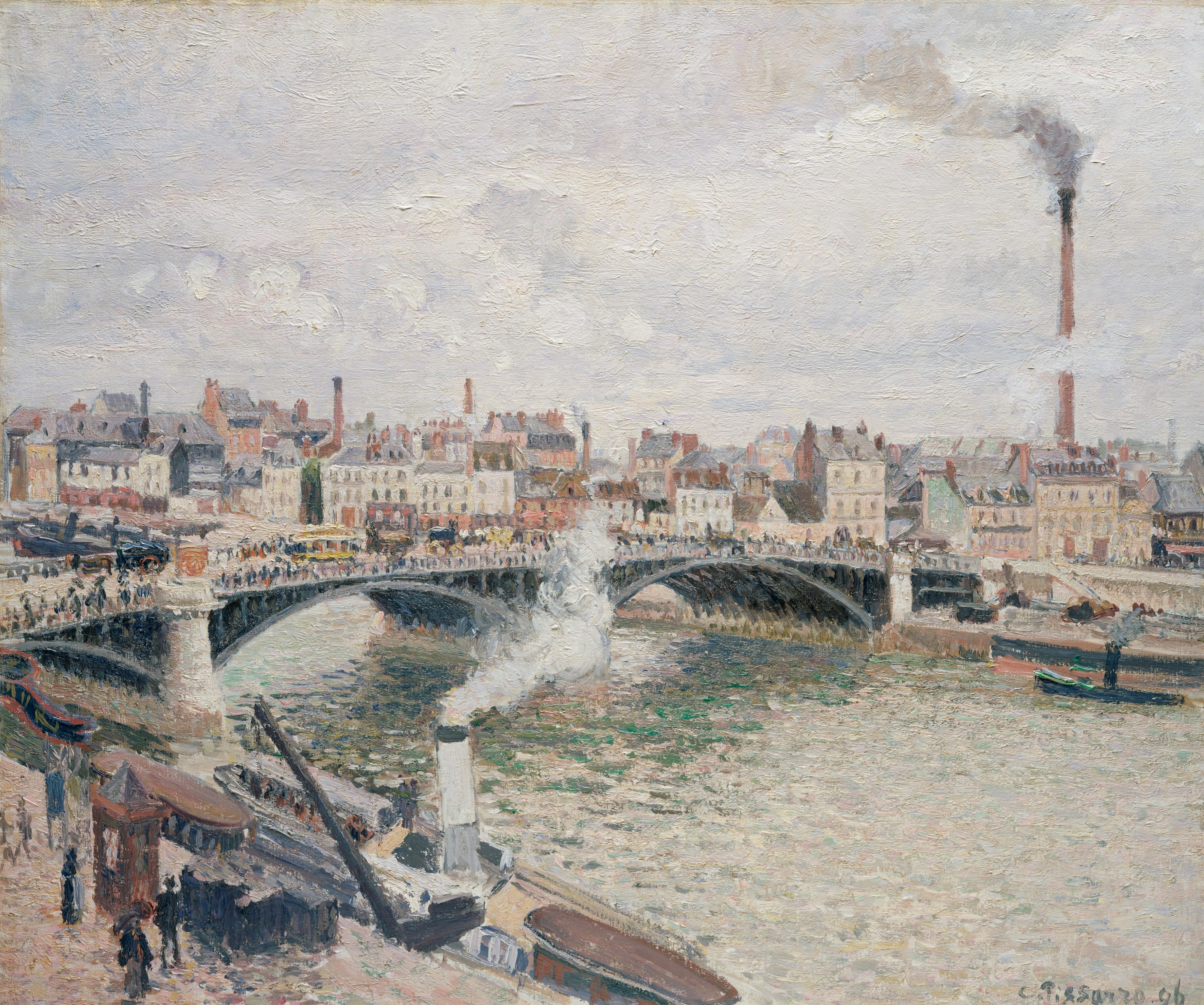 Morning, An Overcast Day, Rouen by Camille Pissarro